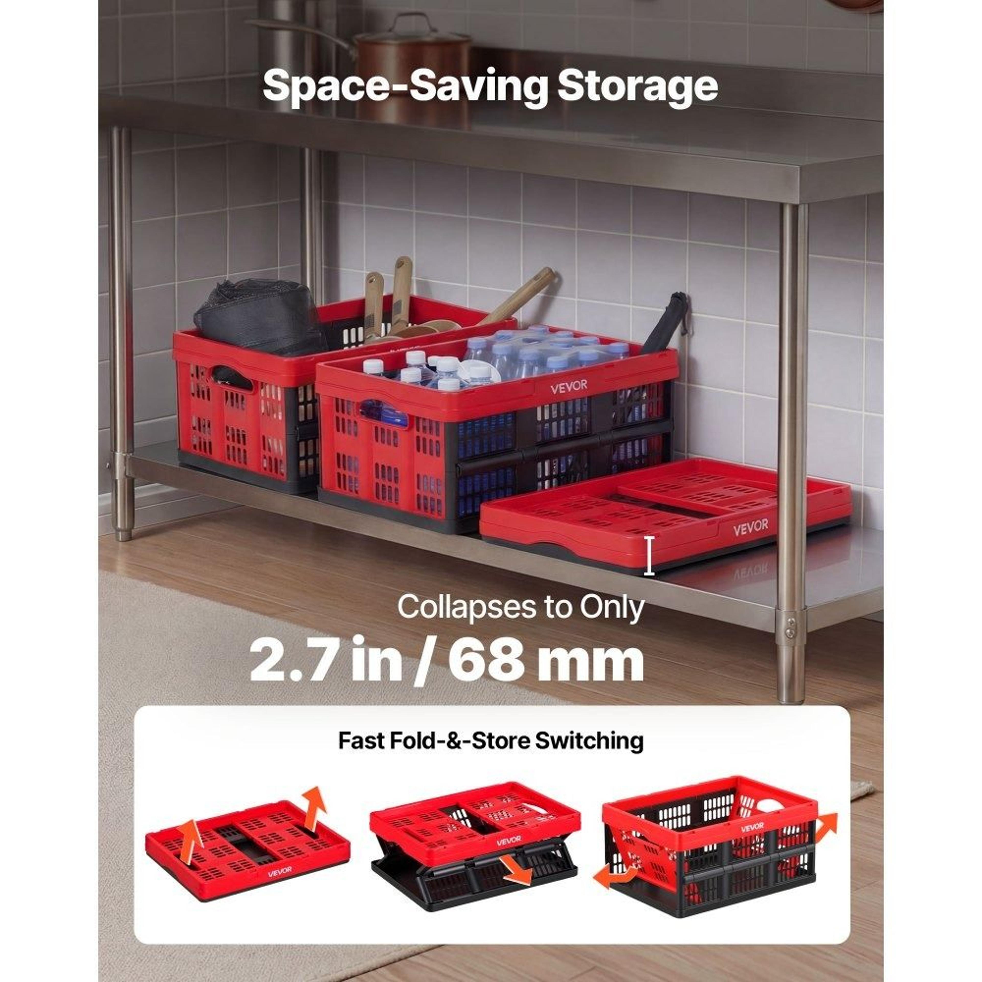 32L Collapsible Storage Bins 3 Pack Stackable Folding Crates With Handles 2