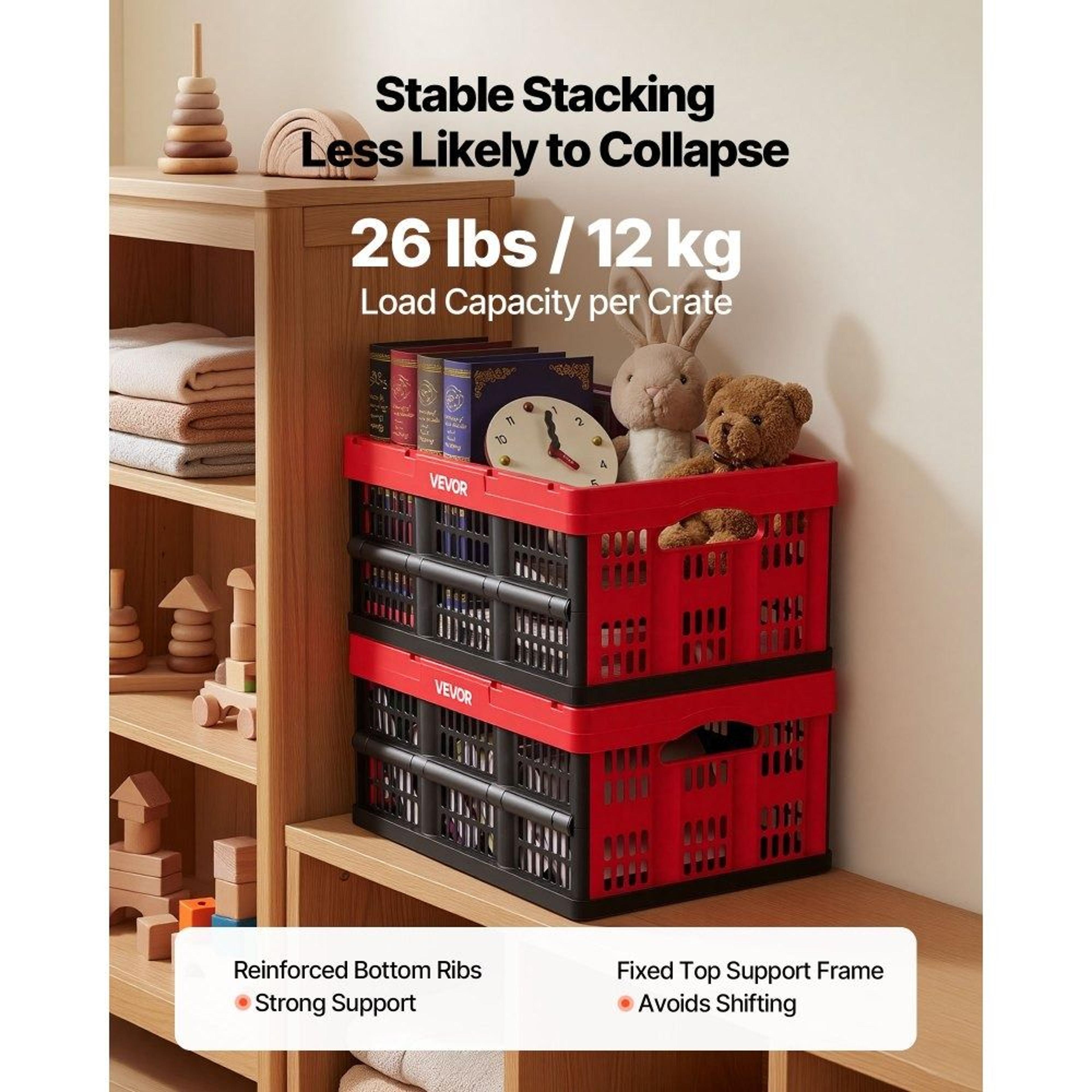 32L Collapsible Storage Bins 3 Pack Stackable Folding Crates With Handles 1
