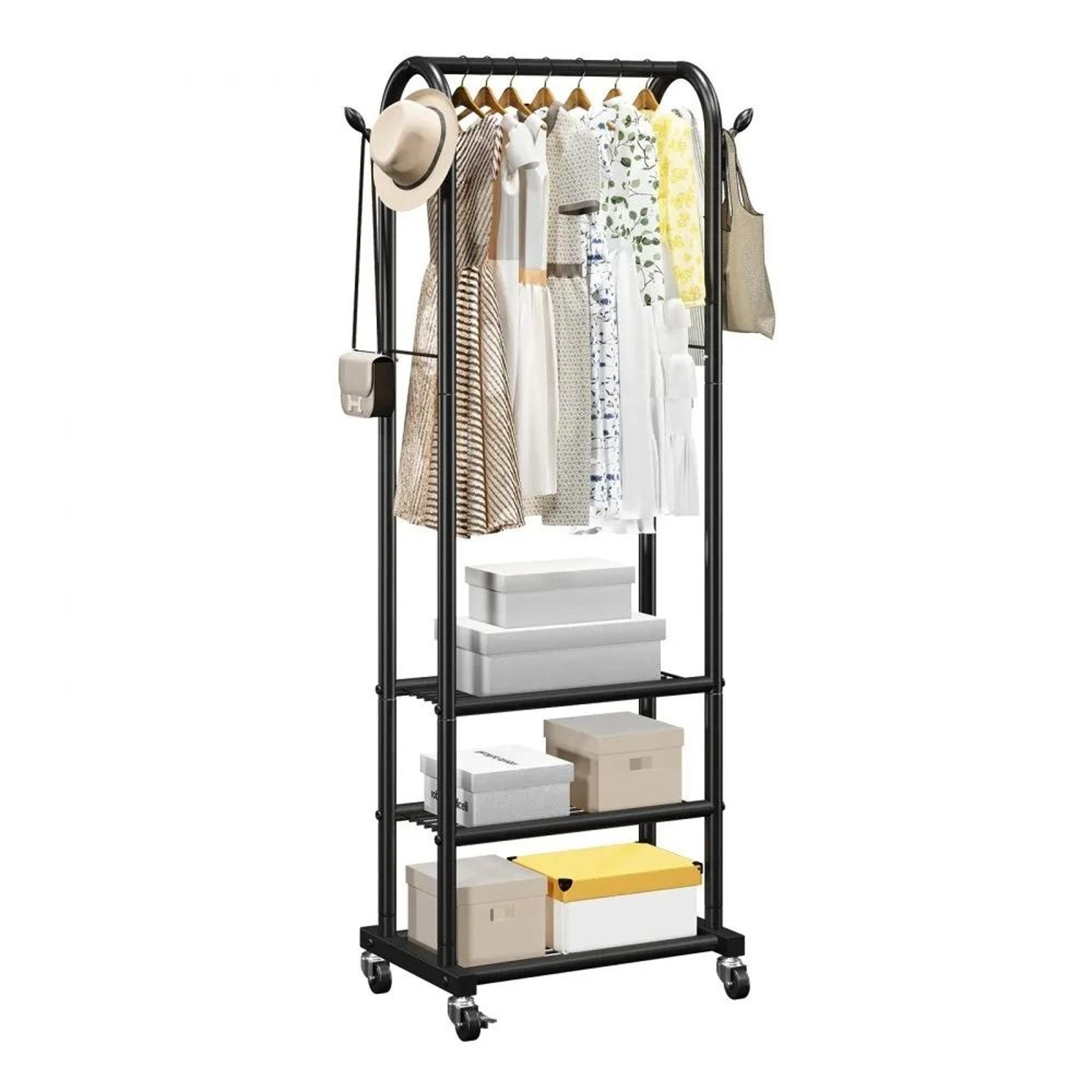 rolling clothing rack with shelves heavy duty organizer for bedroom and laundry