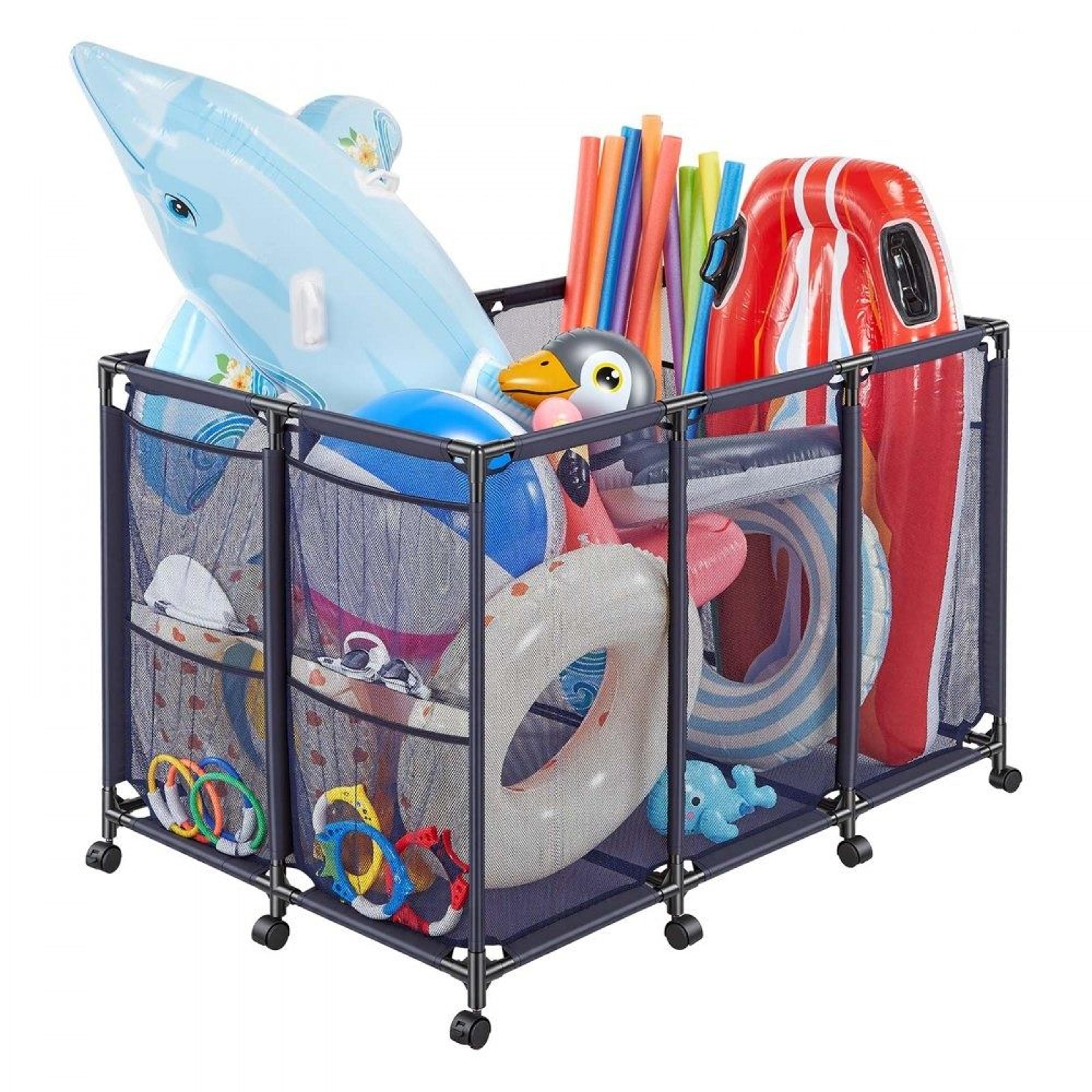 rolling pool storage bin large pool float storage organizer with wheels