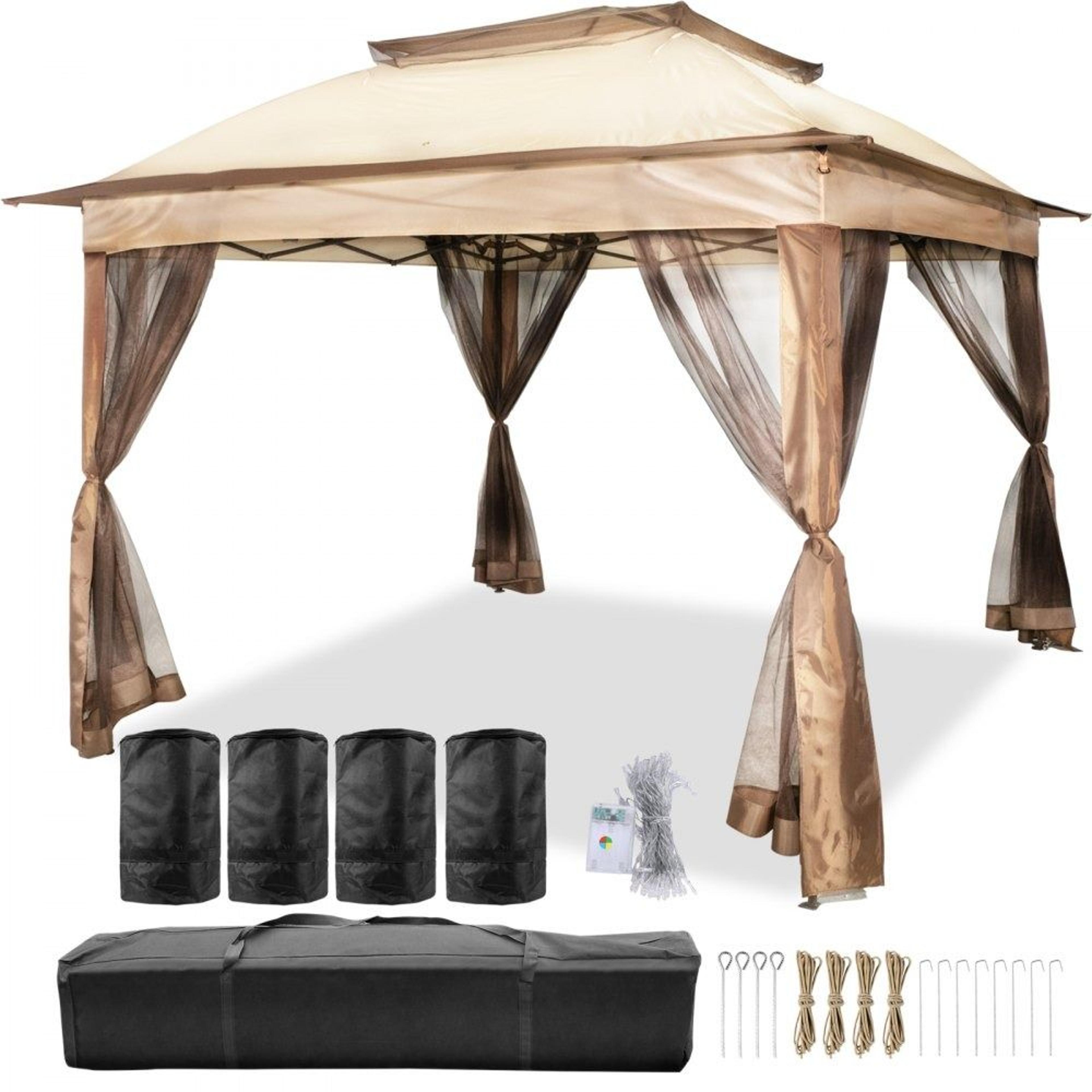 outdoor patio gazebo tent 11x11 ft portable canopy shelter with mesh netting for backyard parties
