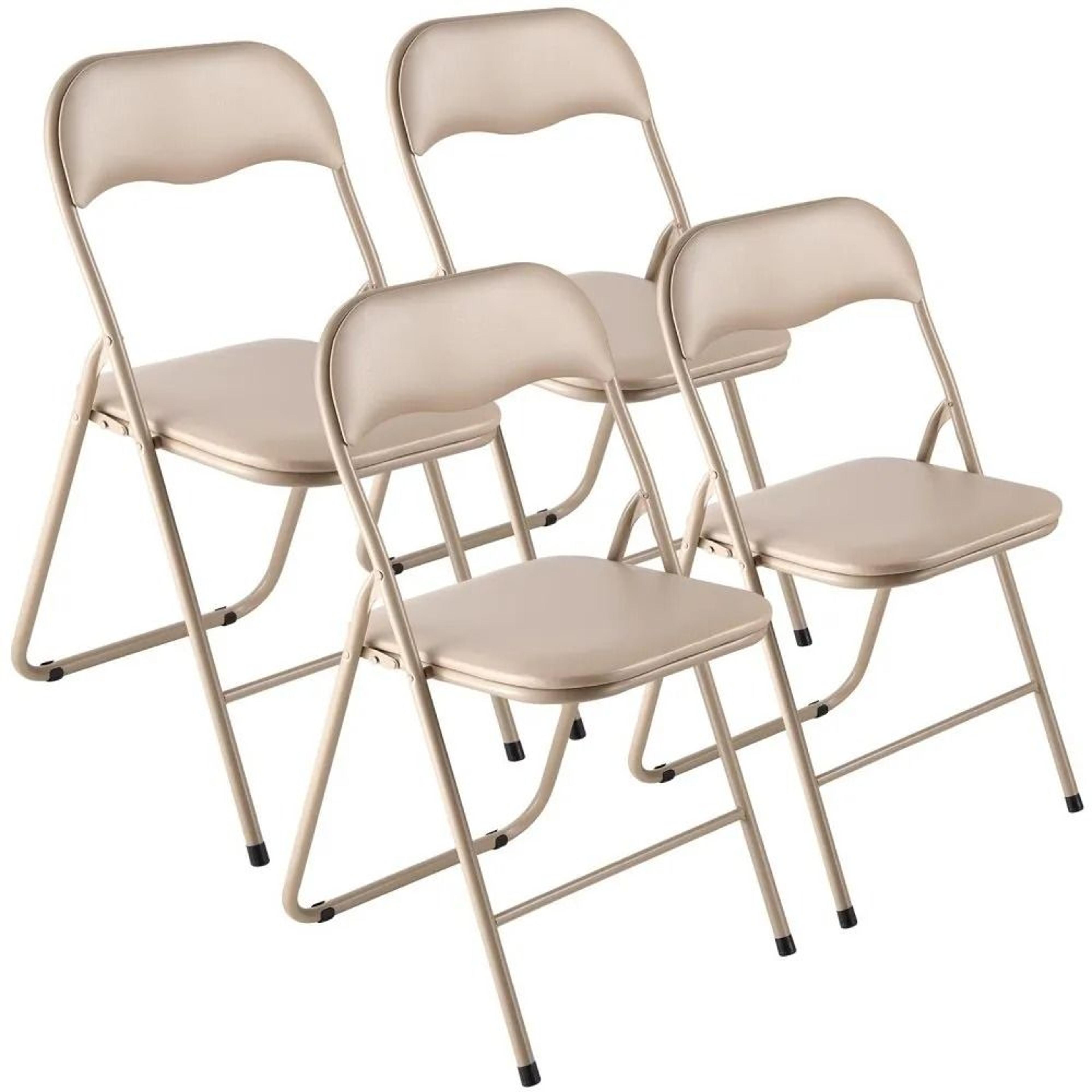 4 pack folding chairs with padded cushion leather seat heavy duty frame