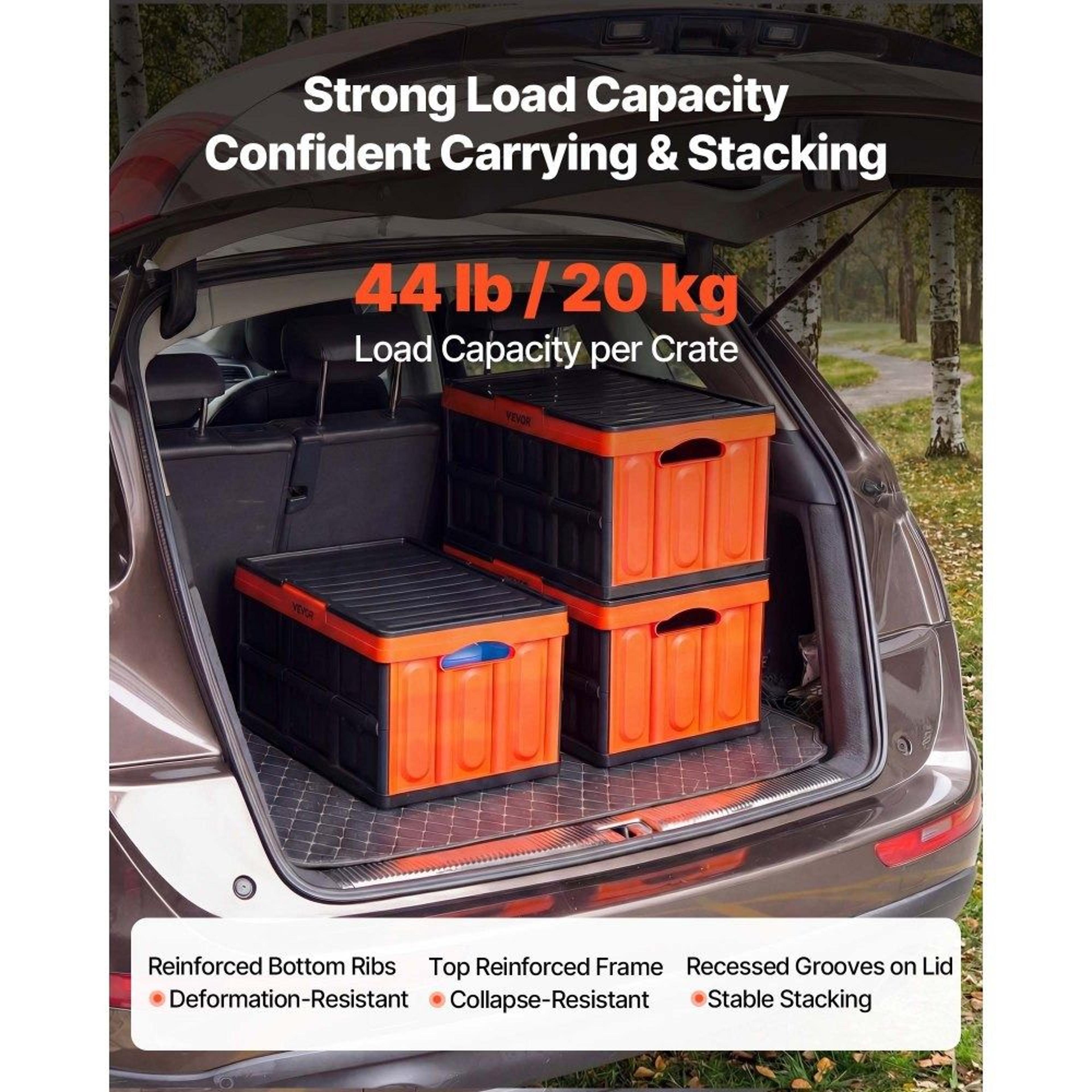 45L Collapsible Storage Bins With Lids Stackable Folding Crates 5