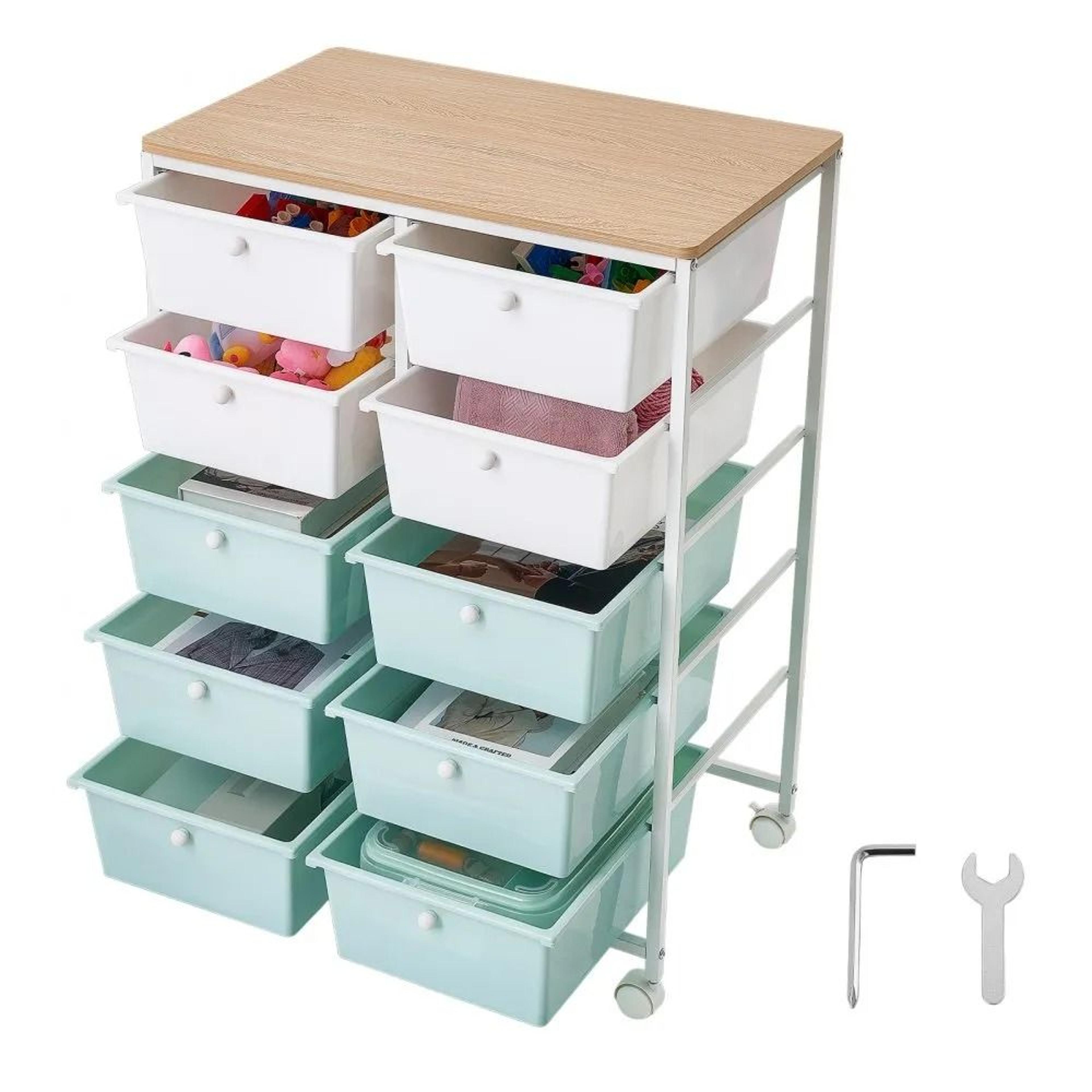 10 drawer rolling cart with drawers mobile storage organizer