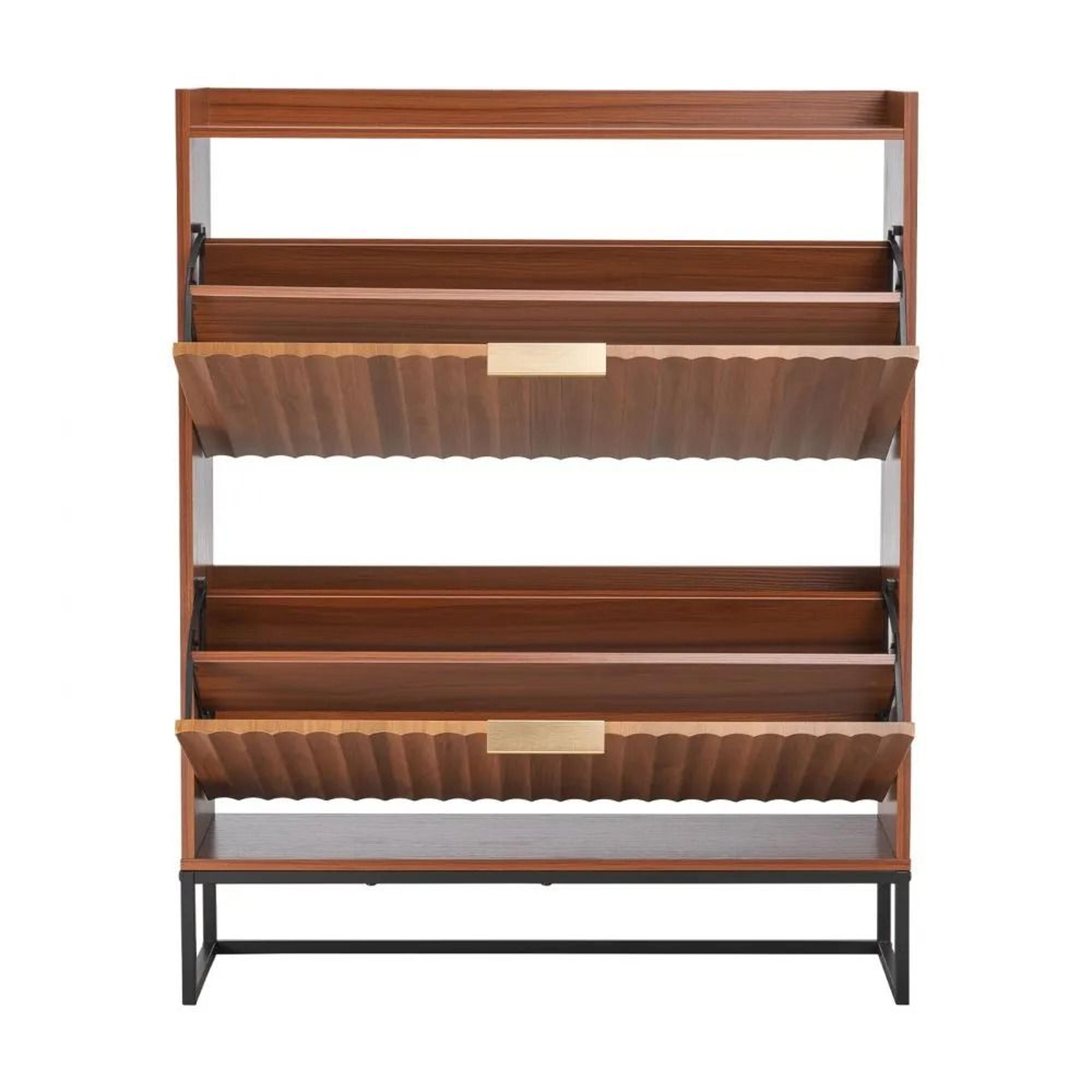 Mid Century Shoe Cabinet With 2 Flip Drawers Narrow Shoe Storage Organizer 9