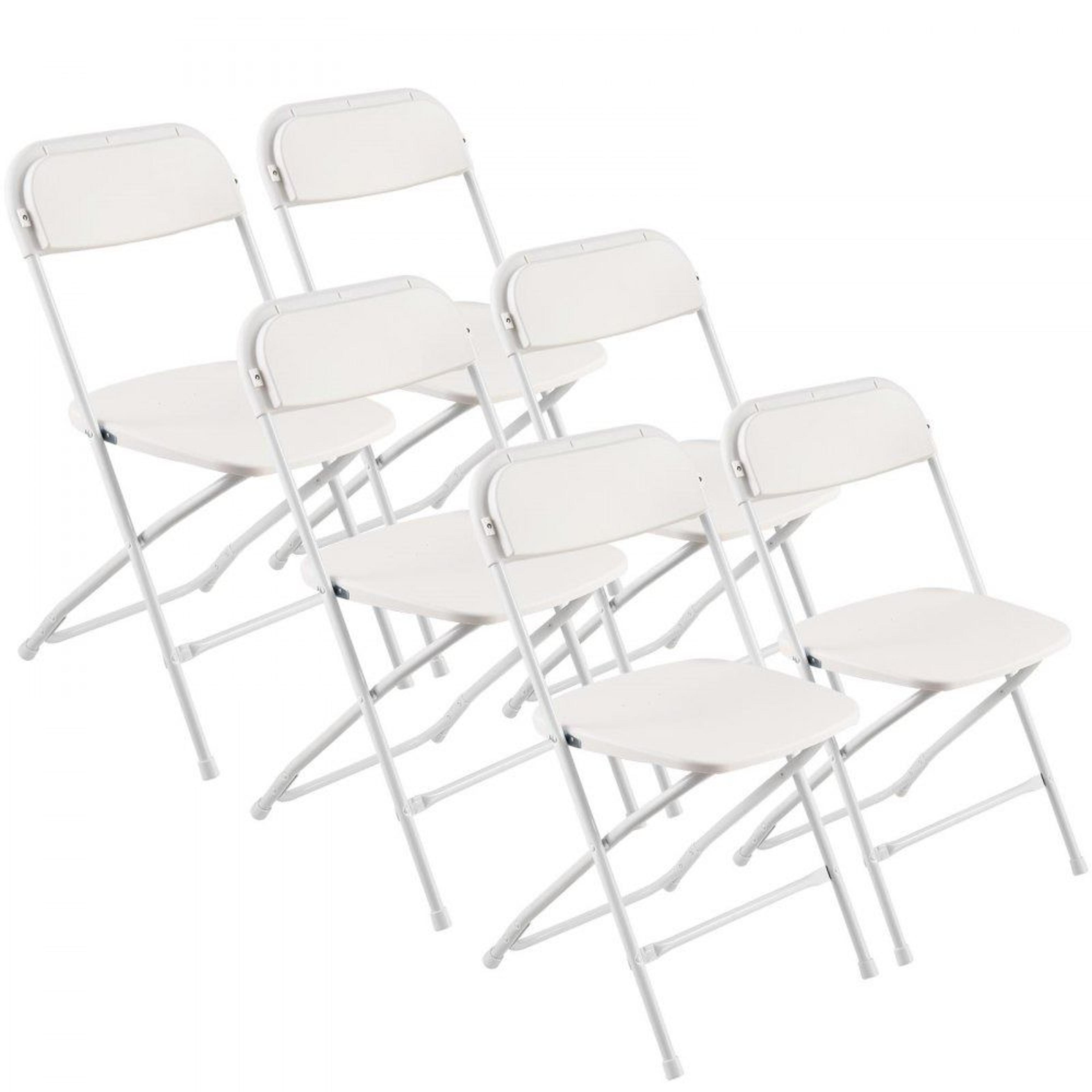 6 pack folding chairs portable plastic seats with heavy duty metal frame