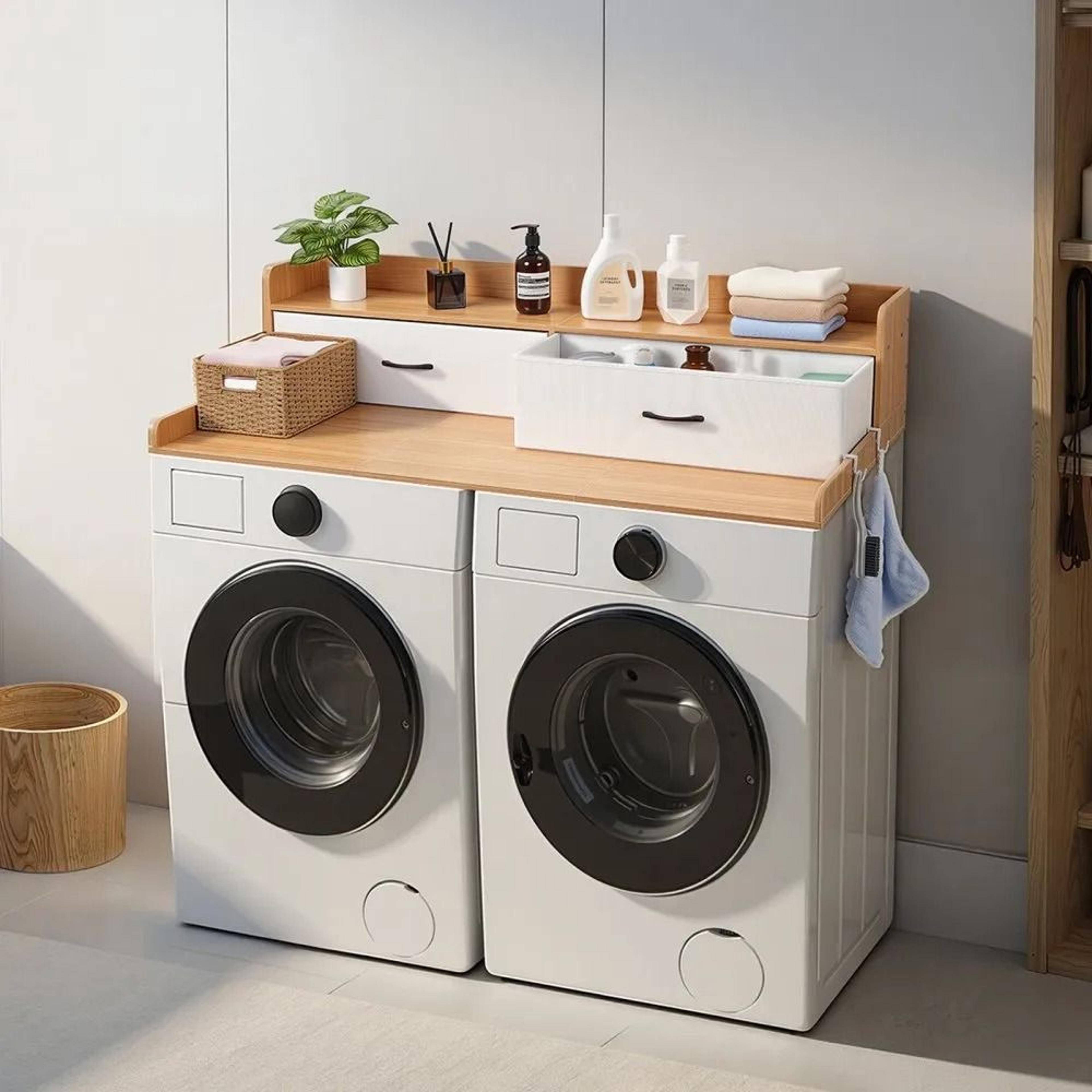 Washer Dryer Countertop With Shelf And Drawers Laundry Storage Topper 6