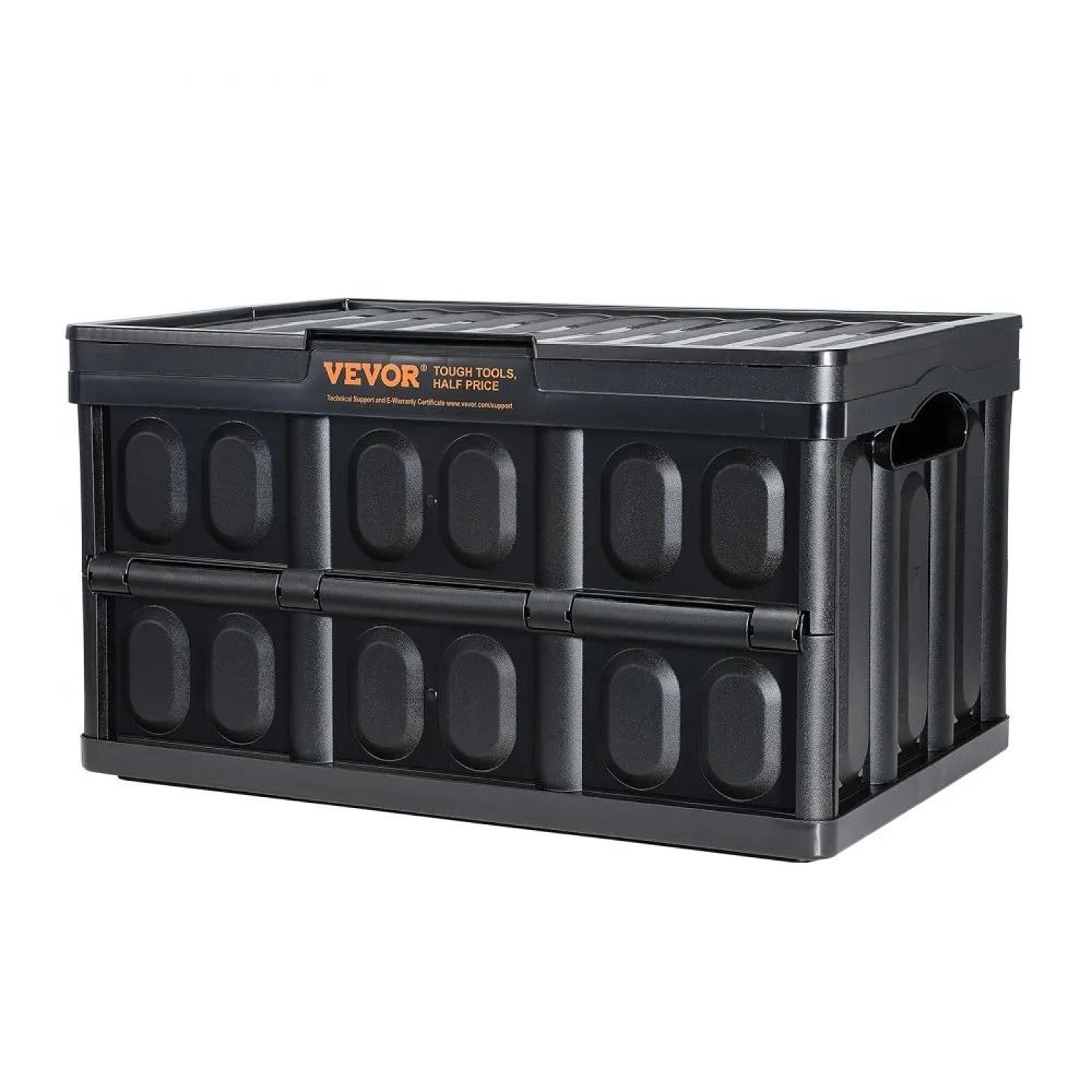 Collapsible Storage Bins With Lids 45L Stackable Folding Organizer Crates With Handles 7