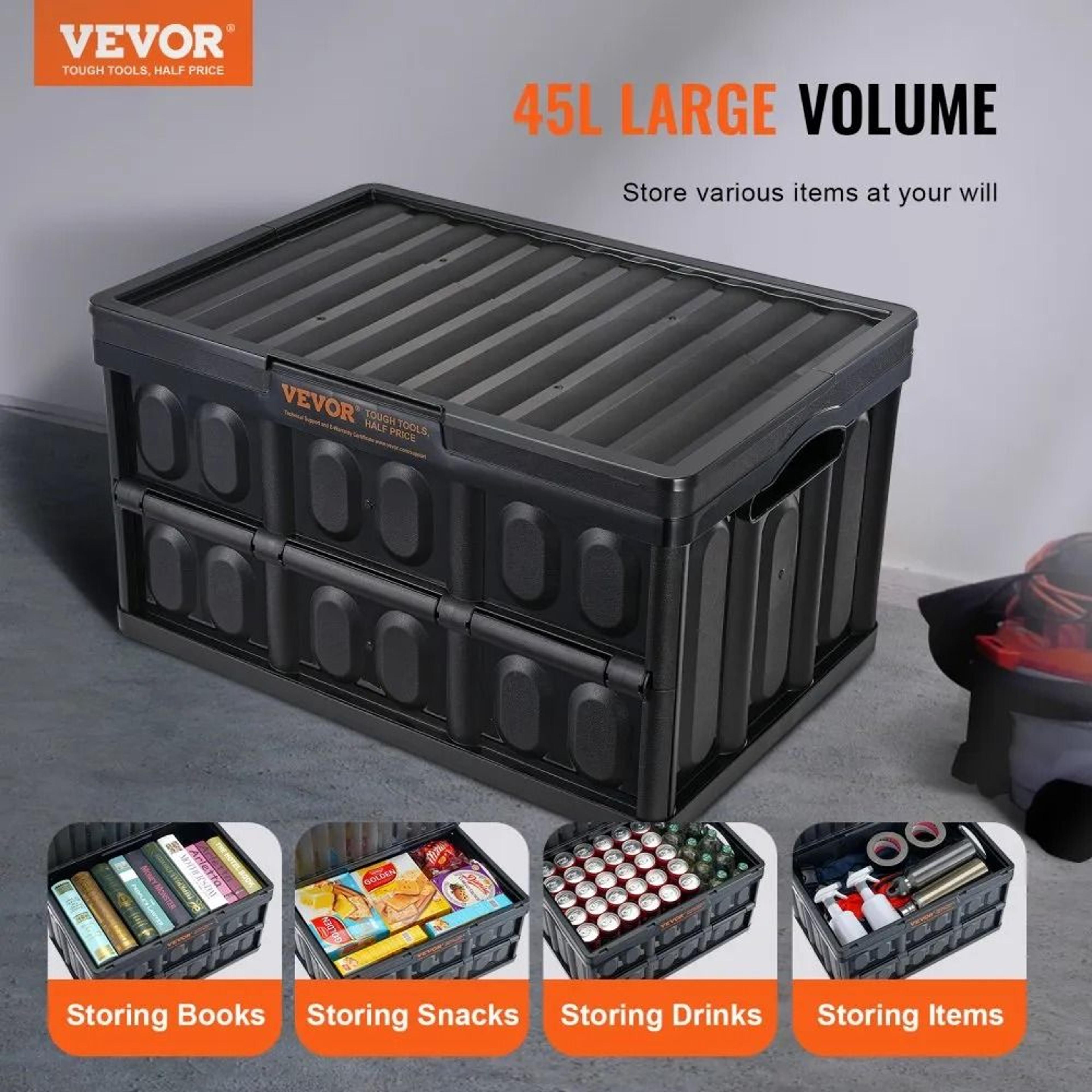 Collapsible Storage Bins With Lids 45L Stackable Folding Organizer Crates With Handles 1