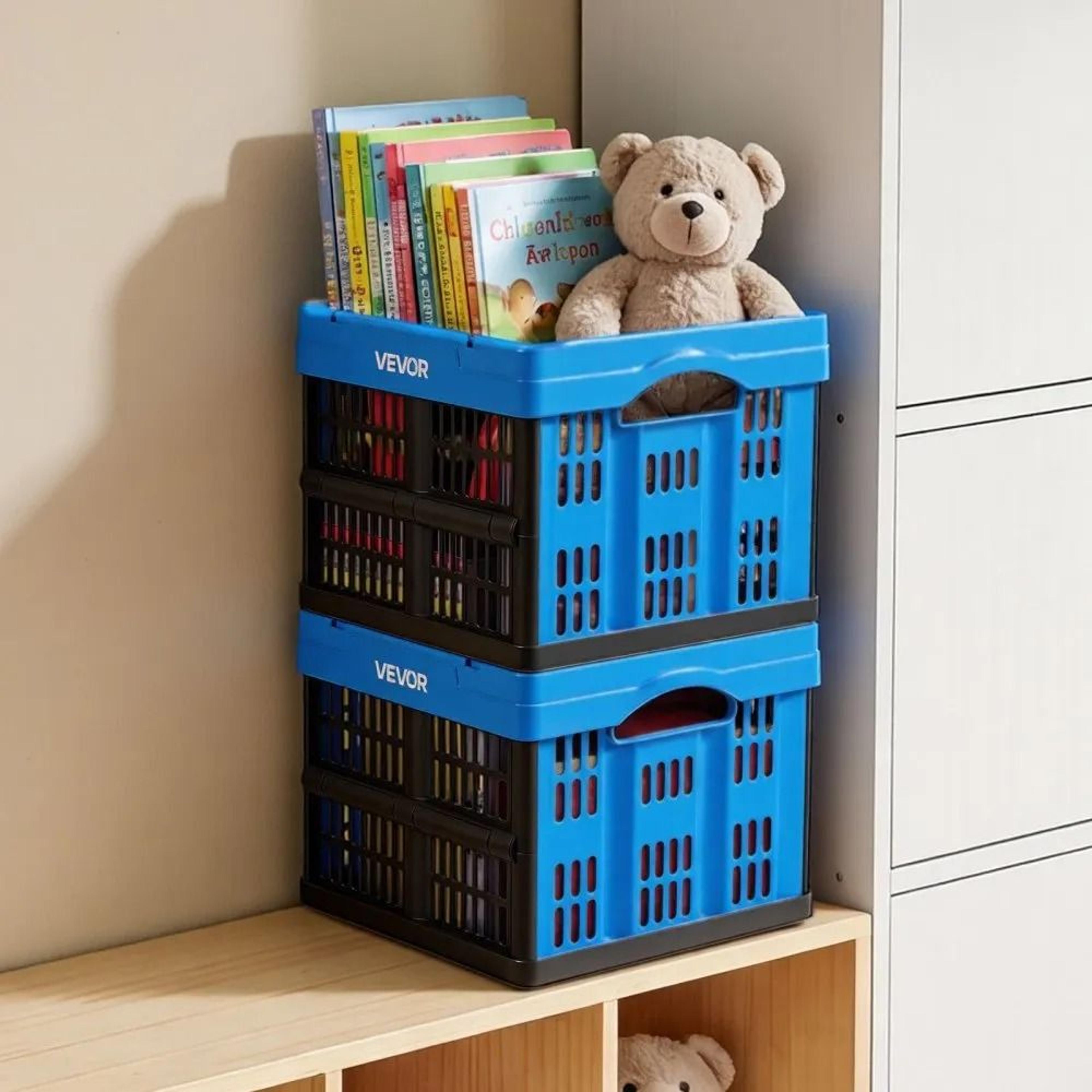 25L Collapsible Storage Bins 3 Pack Stackable Folding Storage Crates With Handles 6