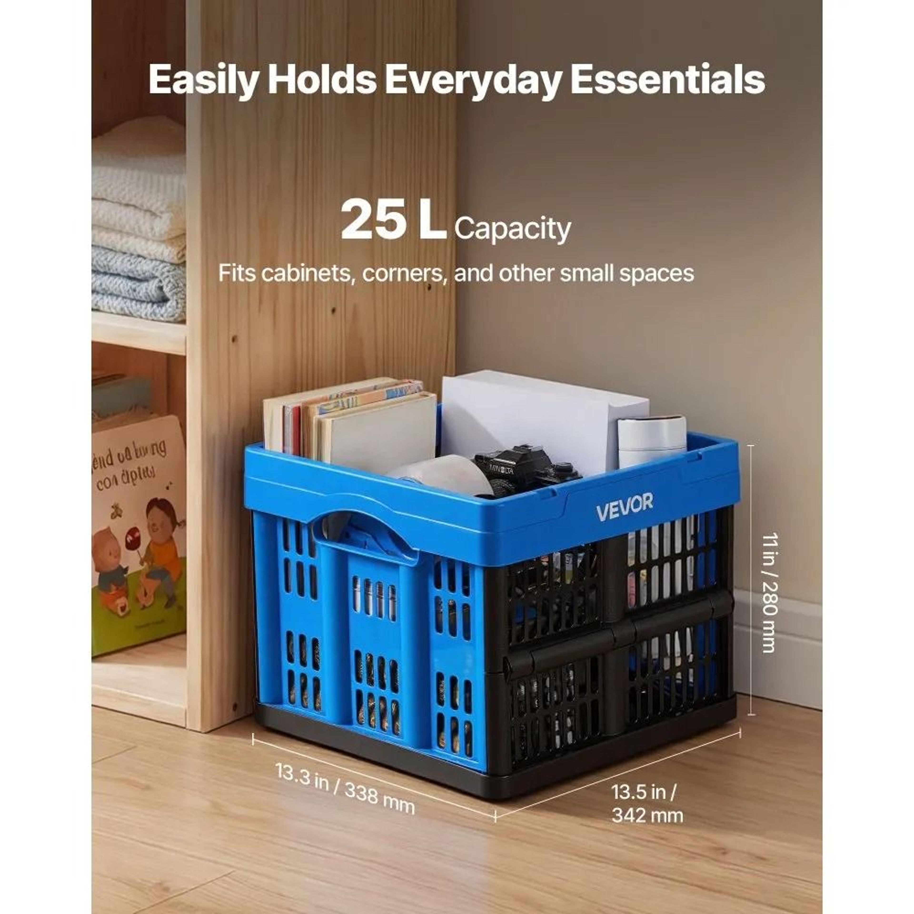 25L Collapsible Storage Bins 3 Pack Stackable Folding Storage Crates With Handles 5