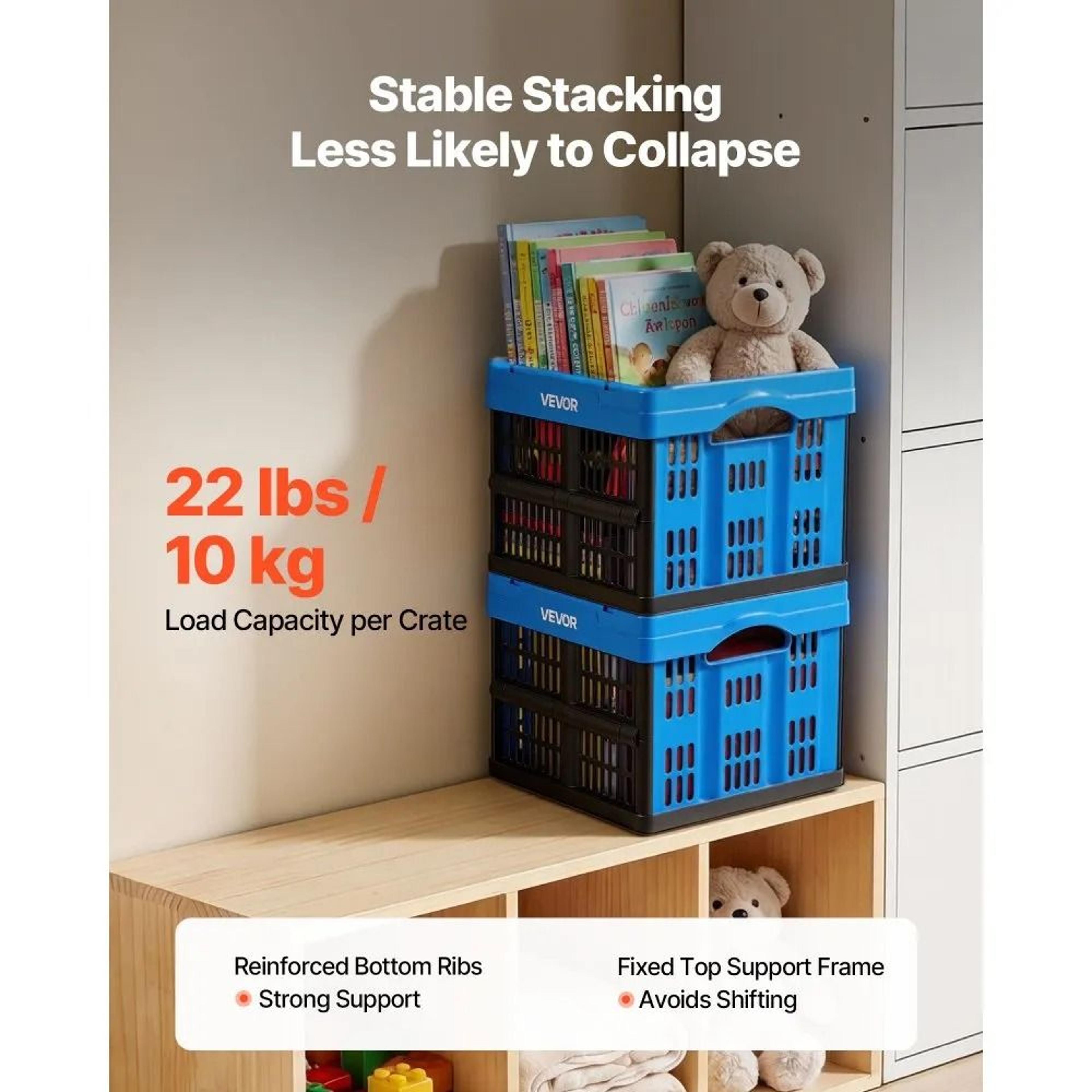 25L Collapsible Storage Bins 3 Pack Stackable Folding Storage Crates With Handles 1