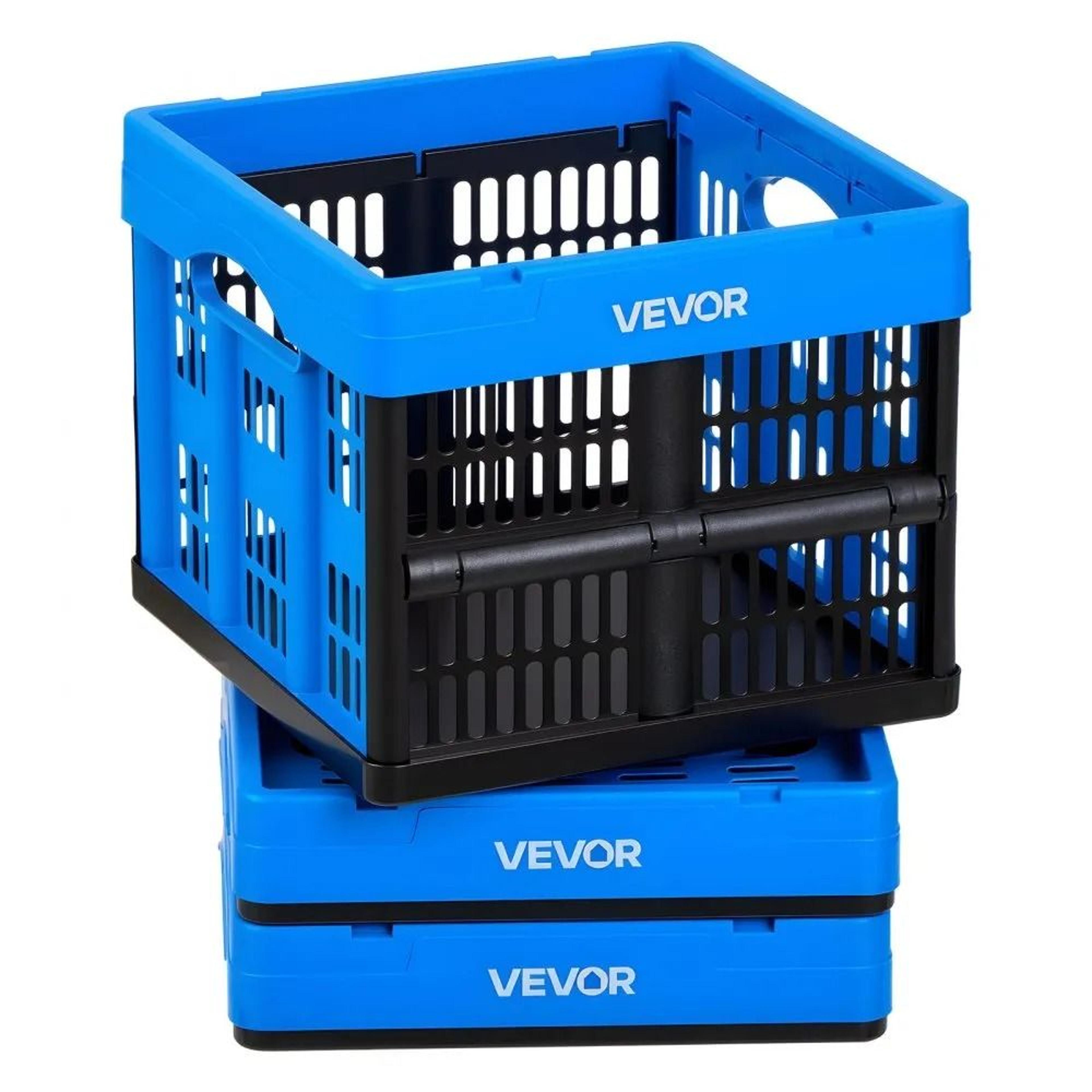 25l collapsible storage bins 3 pack stackable folding storage crates with handles