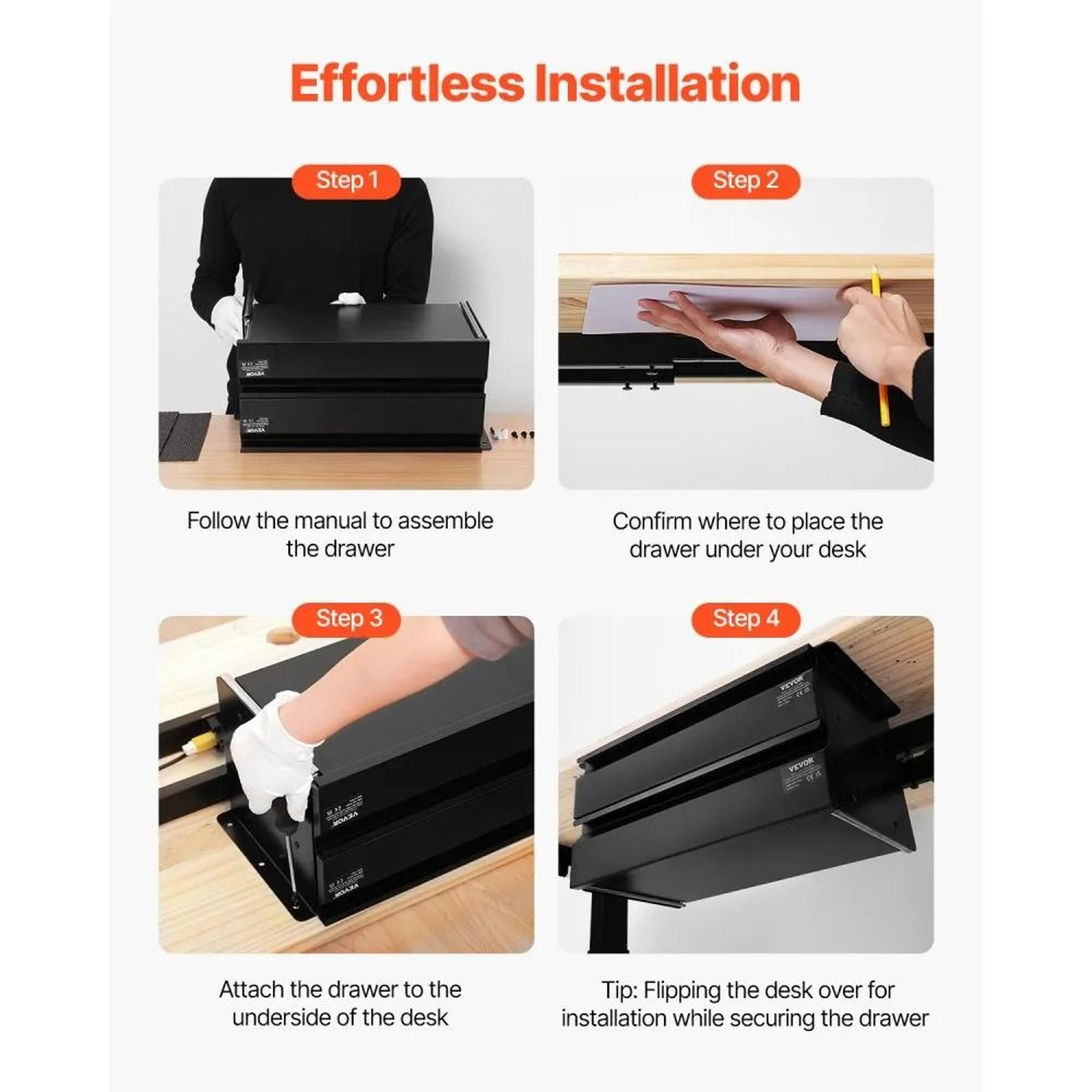 16 Inch Under Desk Drawer Organizer Slide Out Hidden Storage Drawer For Office Desk 7