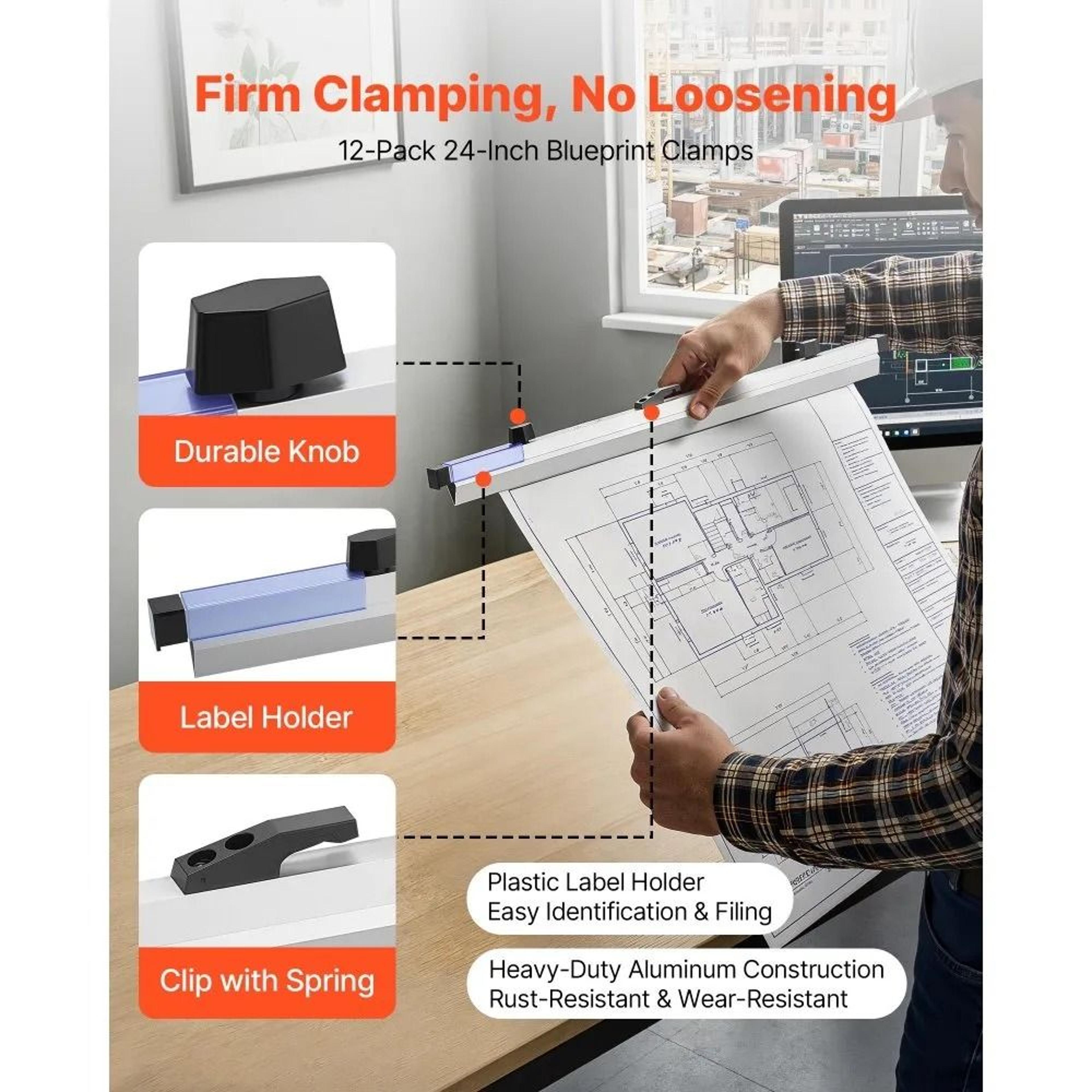 24 Inch Blueprint Clamps Heavy Duty Blueprint Hanging Clips Pack Of 12 1