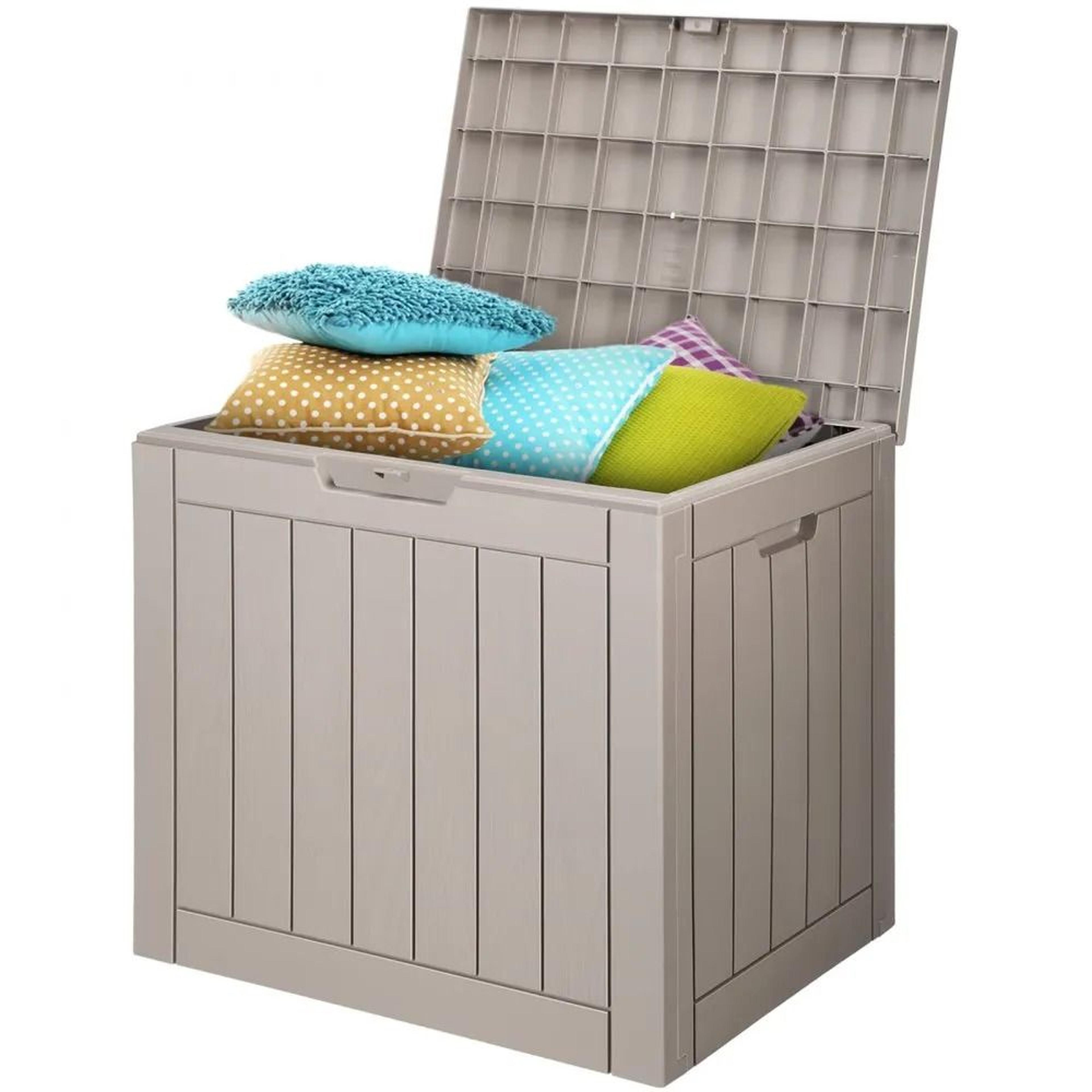 31 gallon resin deck box outdoor storage box for patio and garden