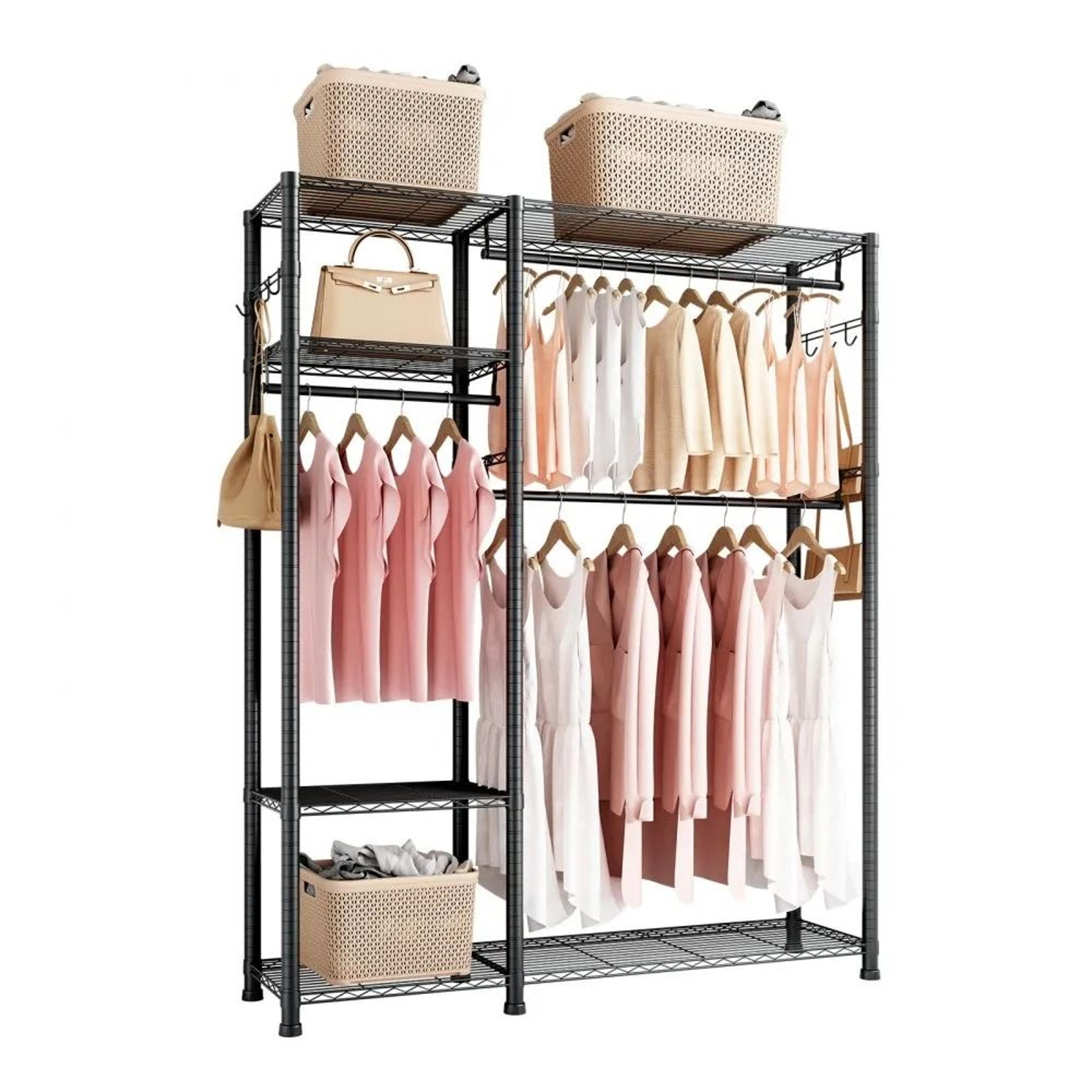 heavy duty garment rack with 800 lbs capacity 6 tier clothes storage organizer
