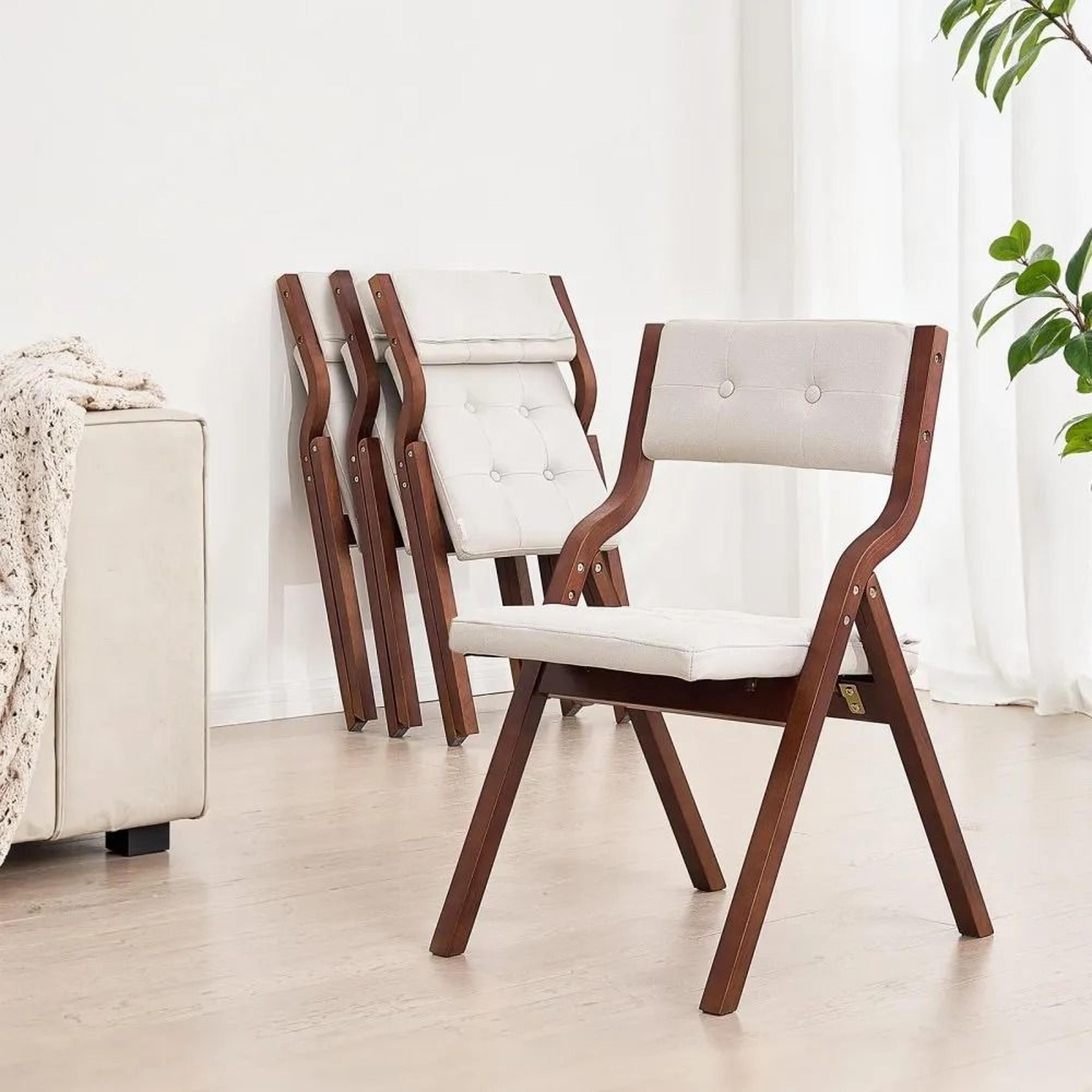 Wooden Folding Chairs With Cushion Set Of 2 Padded Foldable Dining Chairs 6