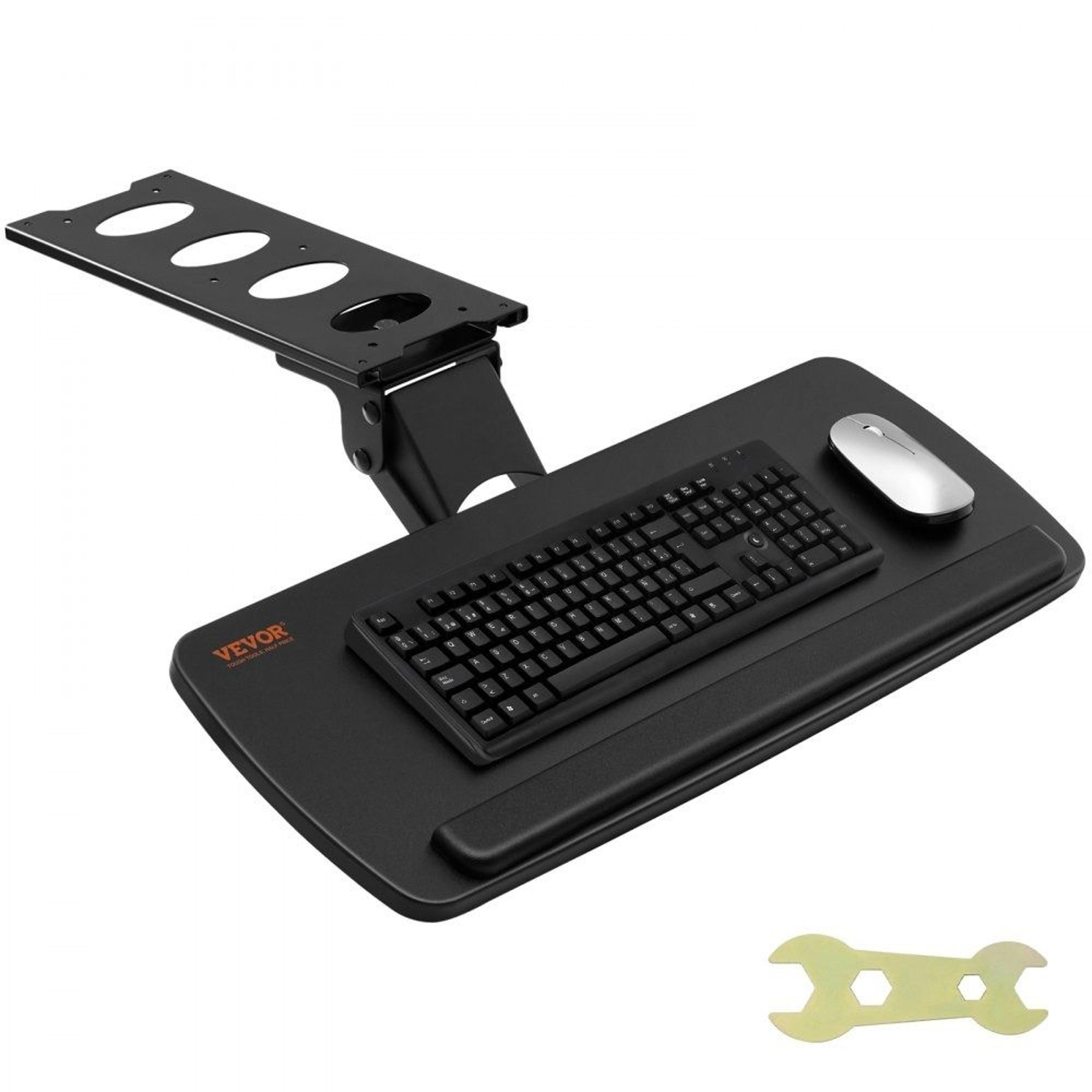 adjustable under desk keyboard tray with ergonomic slide out design