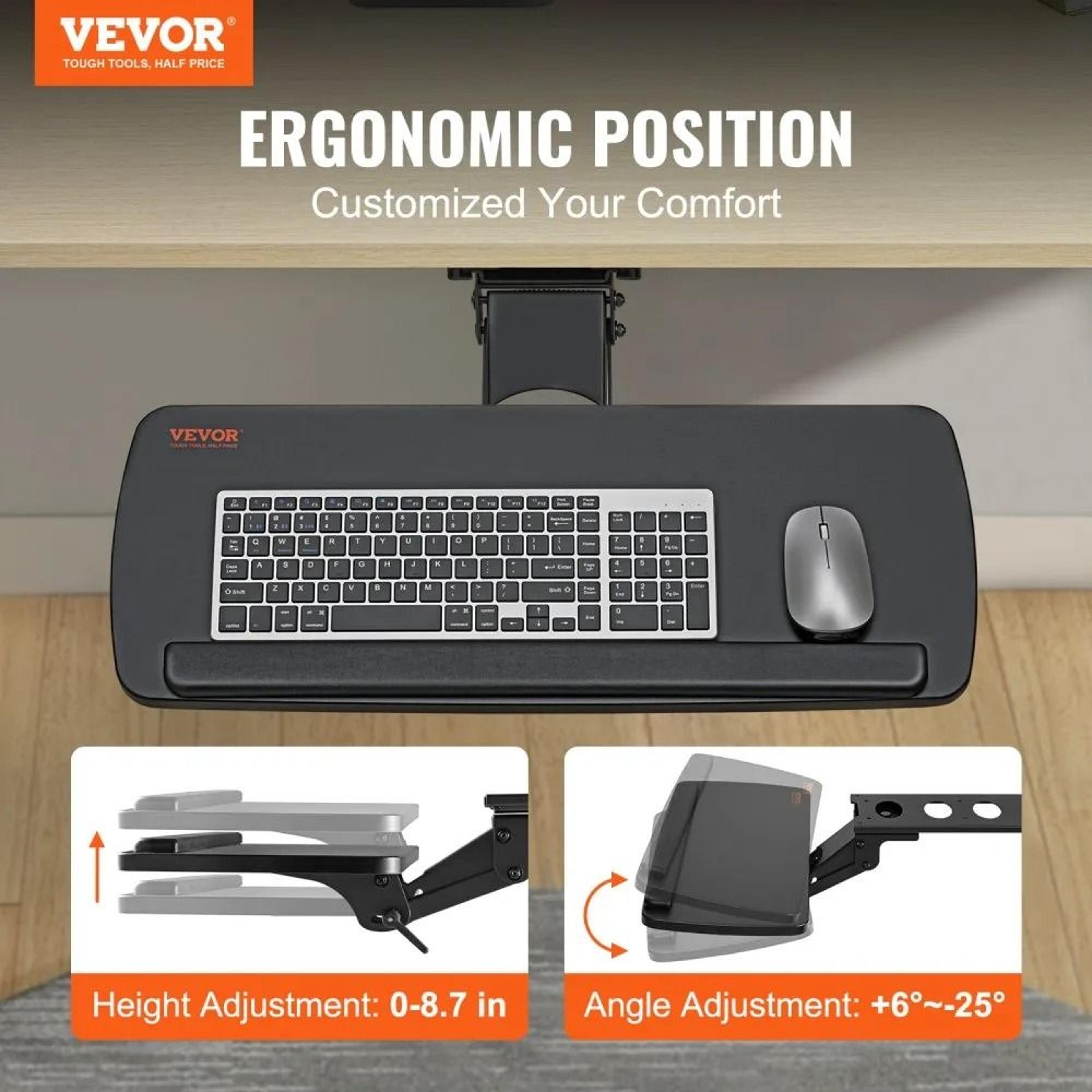 Adjustable Under Desk Keyboard Tray With Ergonomic Slide Out Design 2