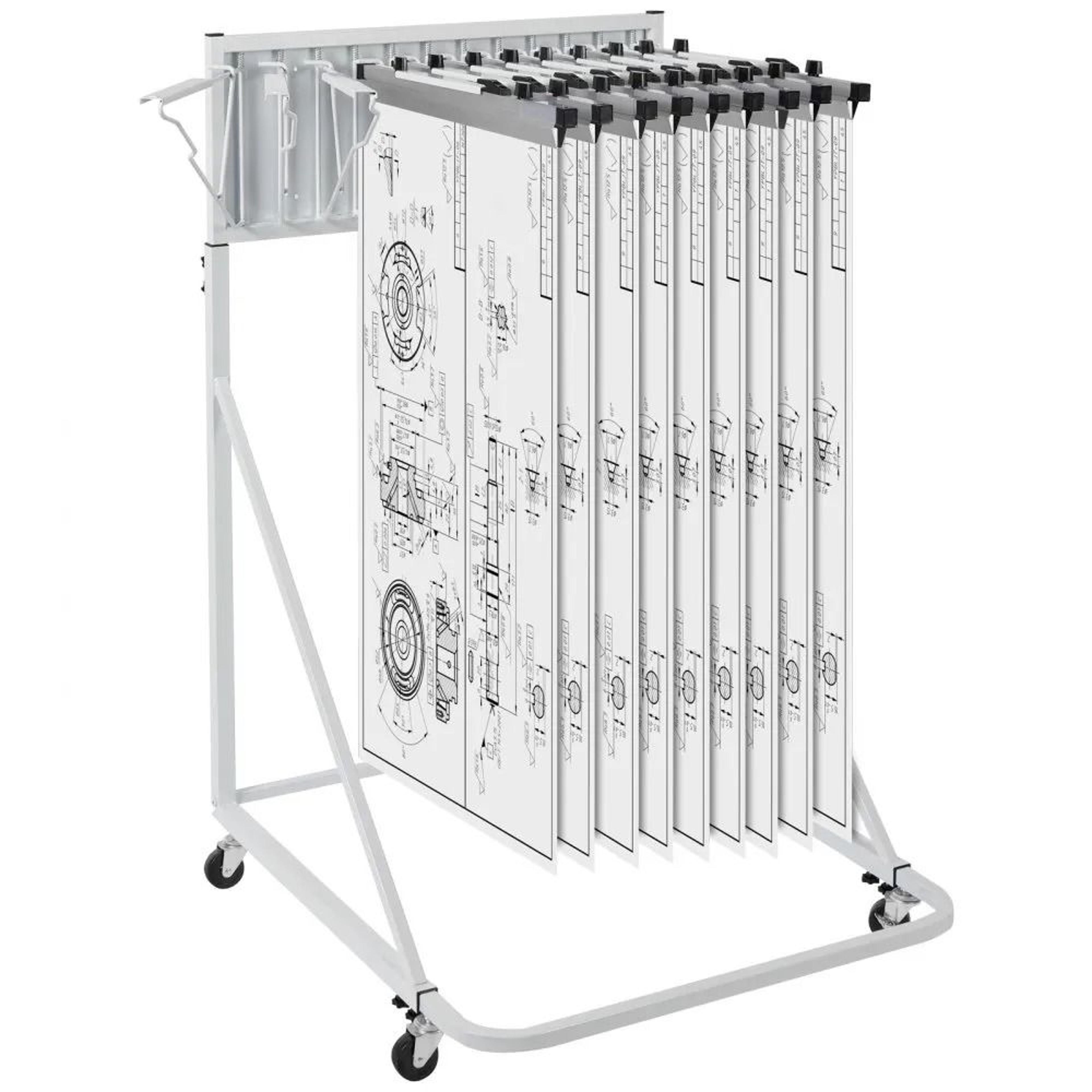 mobile blueprint storage rack adjustable plan holder with 12 pivot brackets