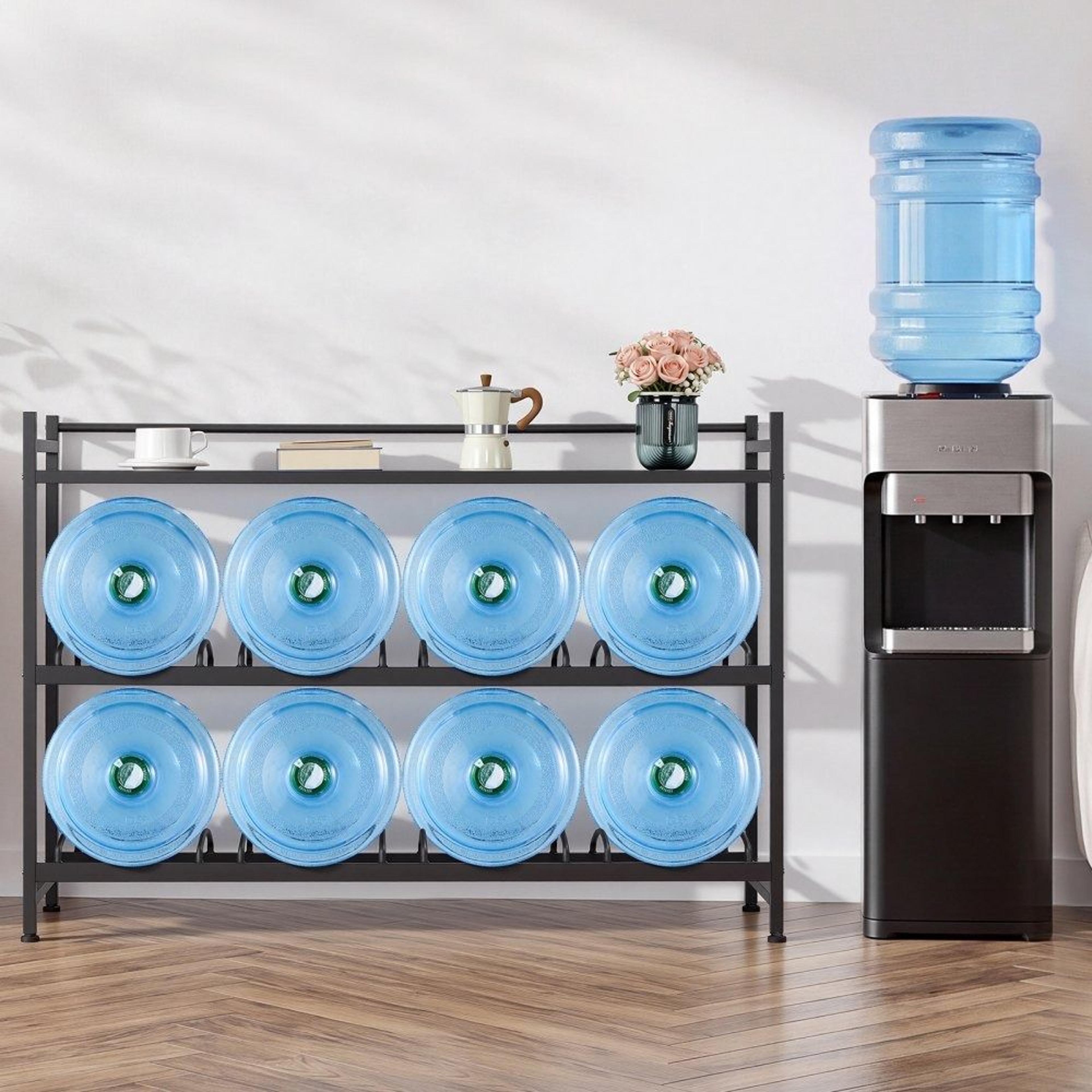 Water Jug Holder 8 Bottle Rack With Storage Shelf Heavy Duty Stand 6