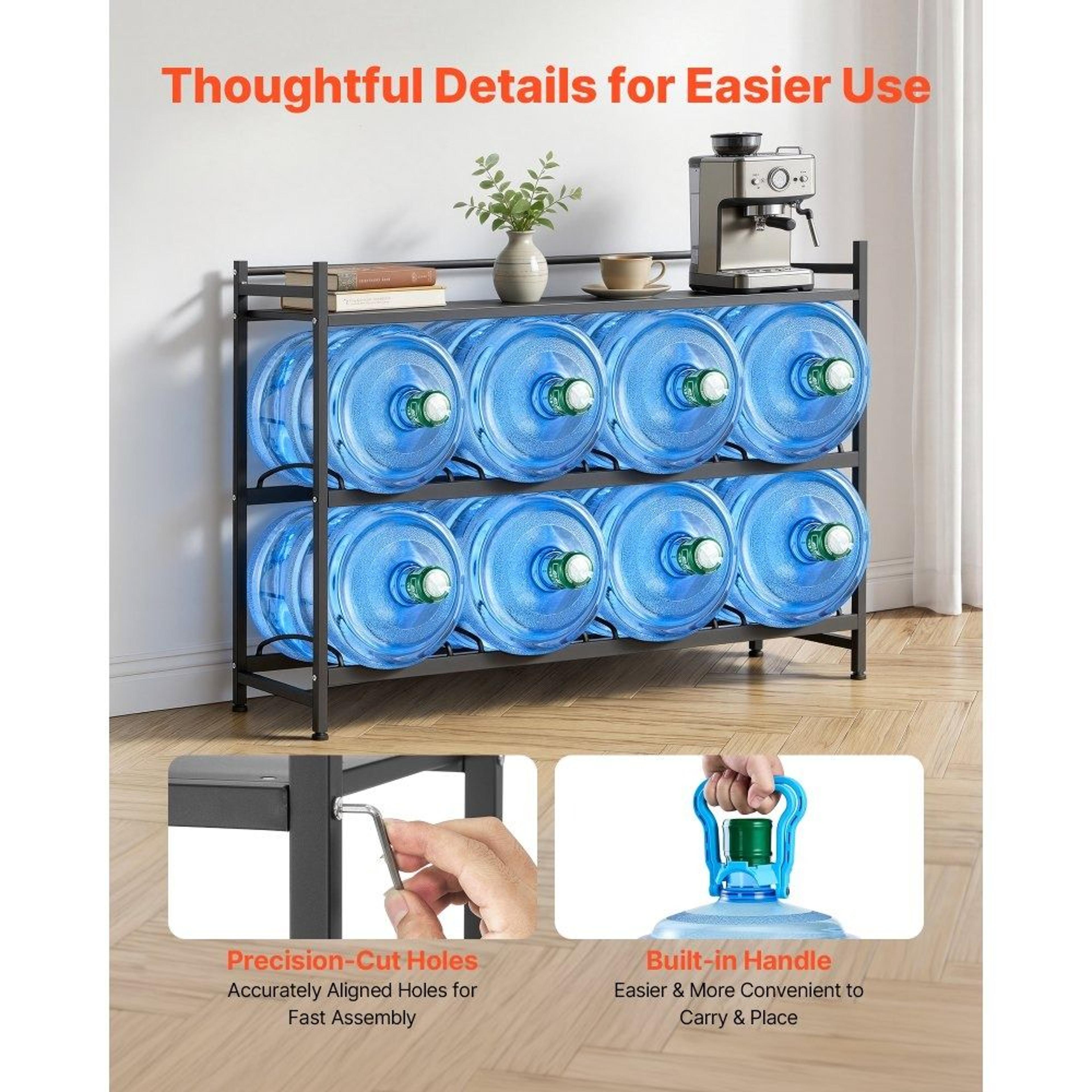 Water Jug Holder 8 Bottle Rack With Storage Shelf Heavy Duty Stand 2