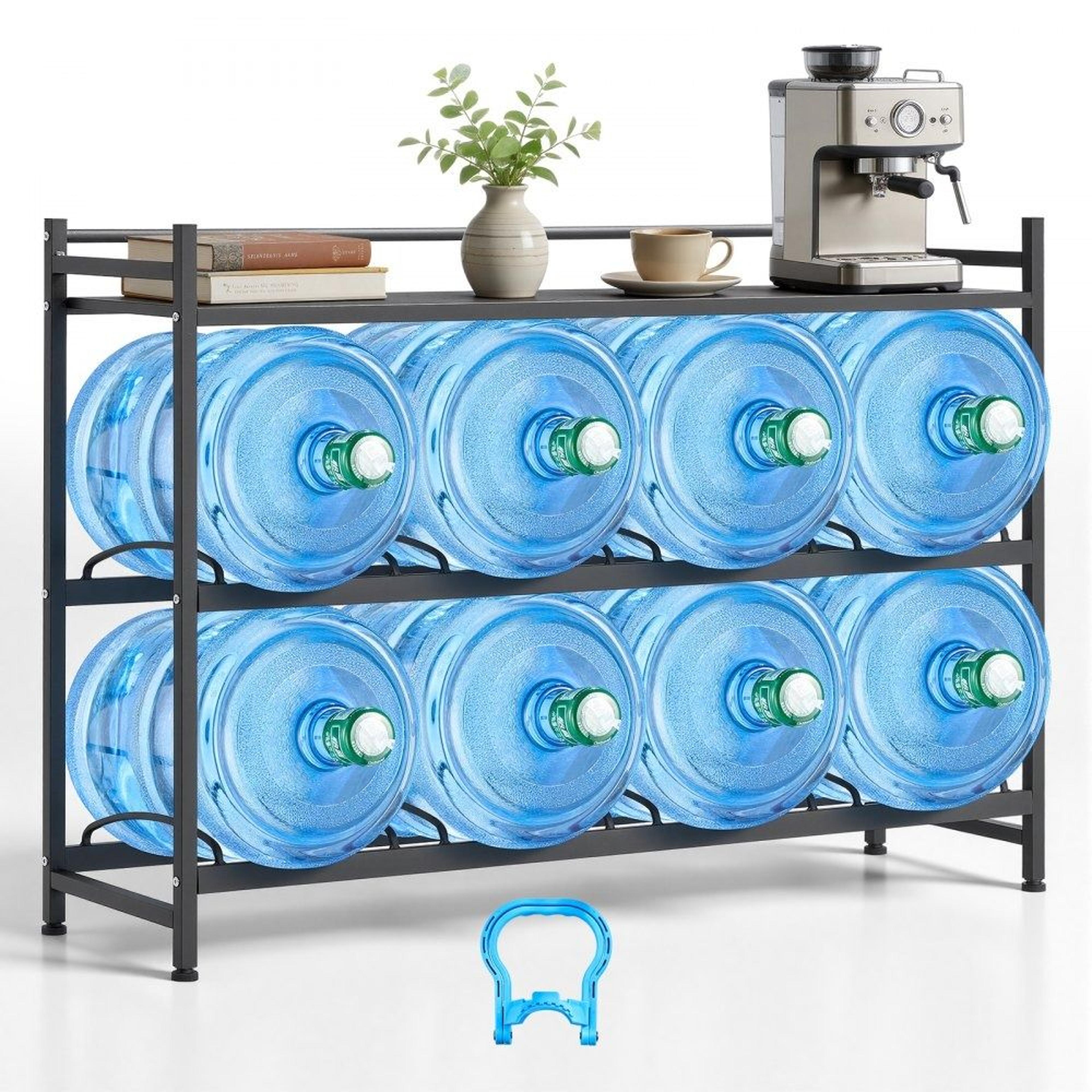 water jug holder 8 bottle rack with storage shelf heavy duty stand