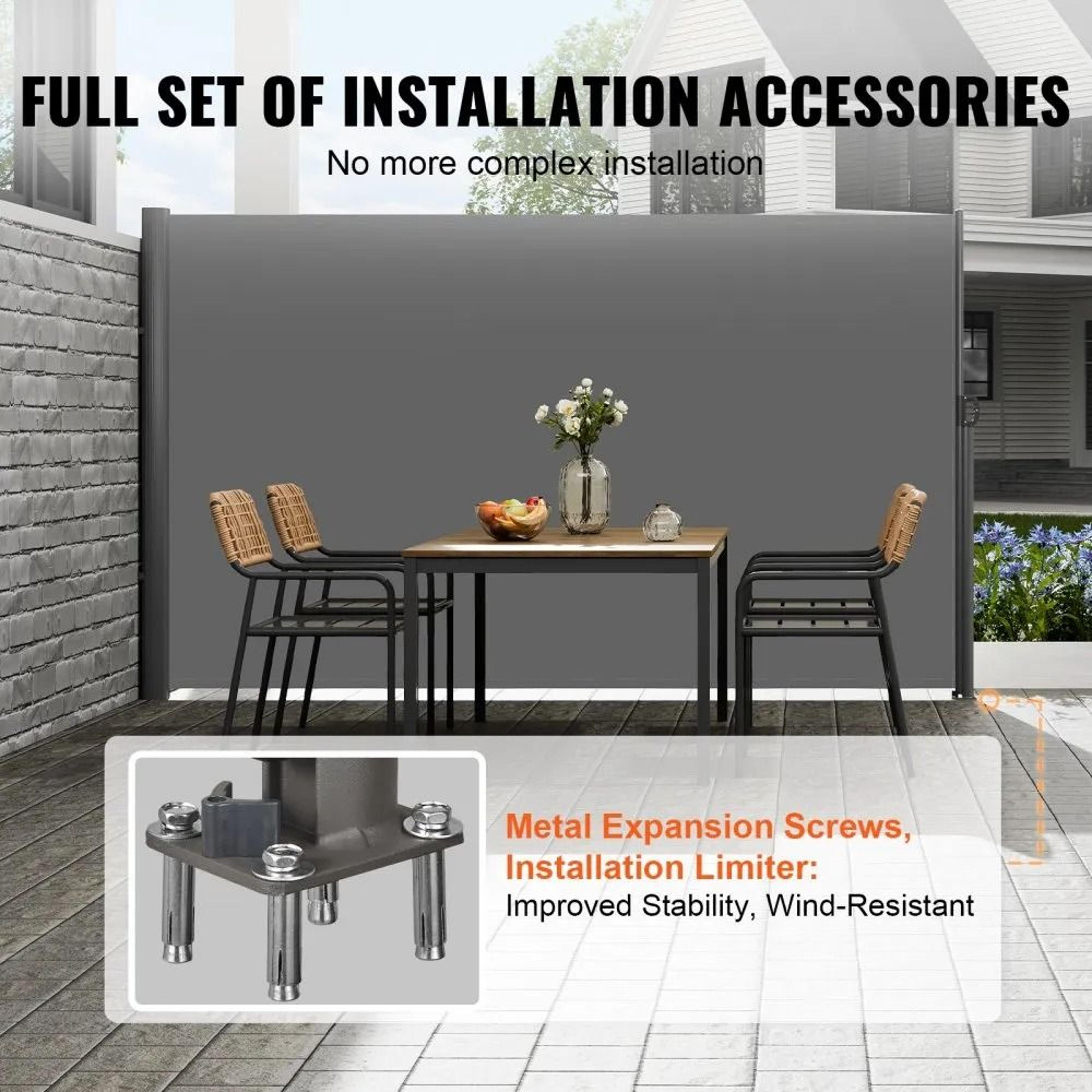 Retractable Side Awning 71x118 Inch Outdoor Privacy Screen Patio Wind Barrier 4