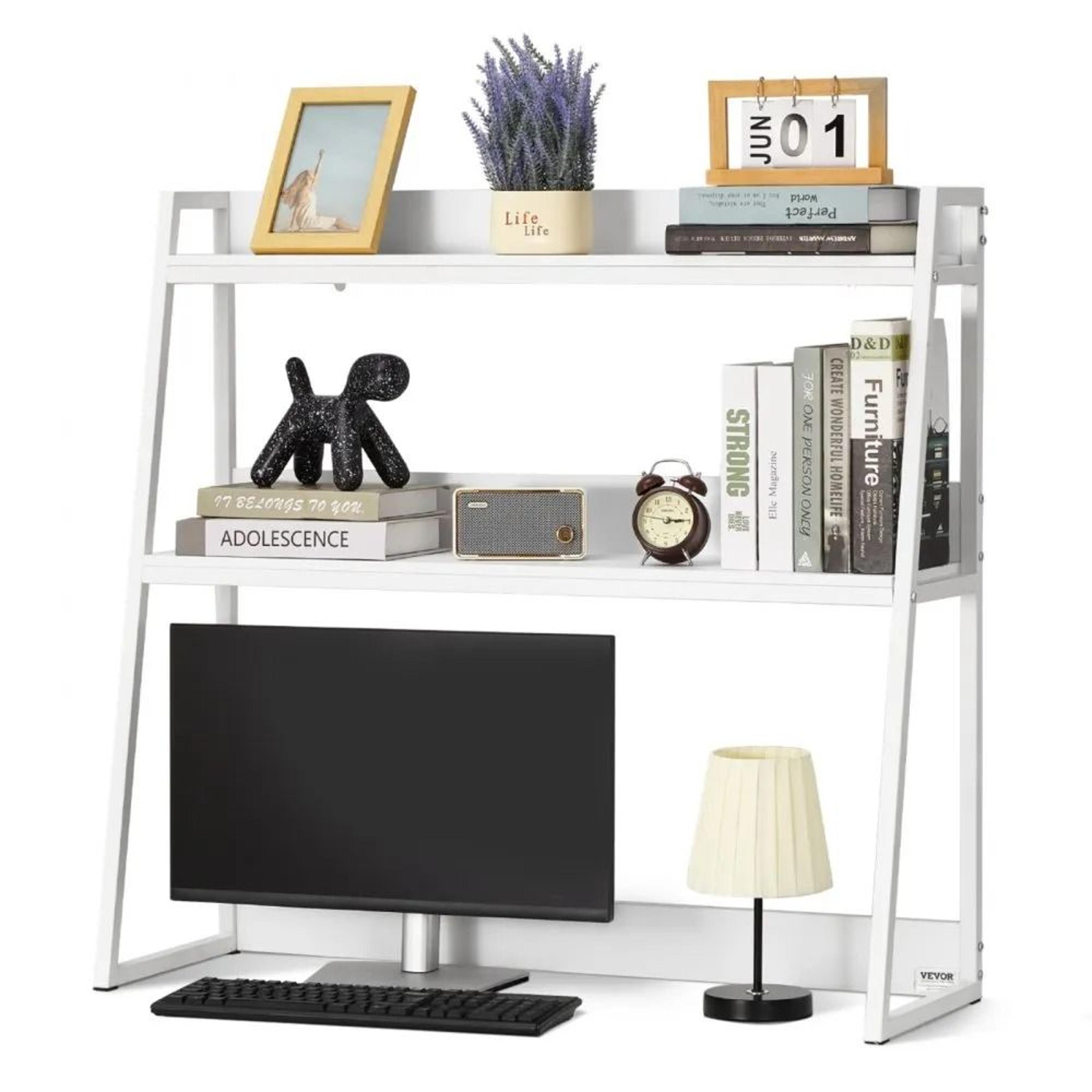 Desktop Bookshelf 2 Tier Desk Organizer Storage Shelf Hutch For Office Home Dorm 7