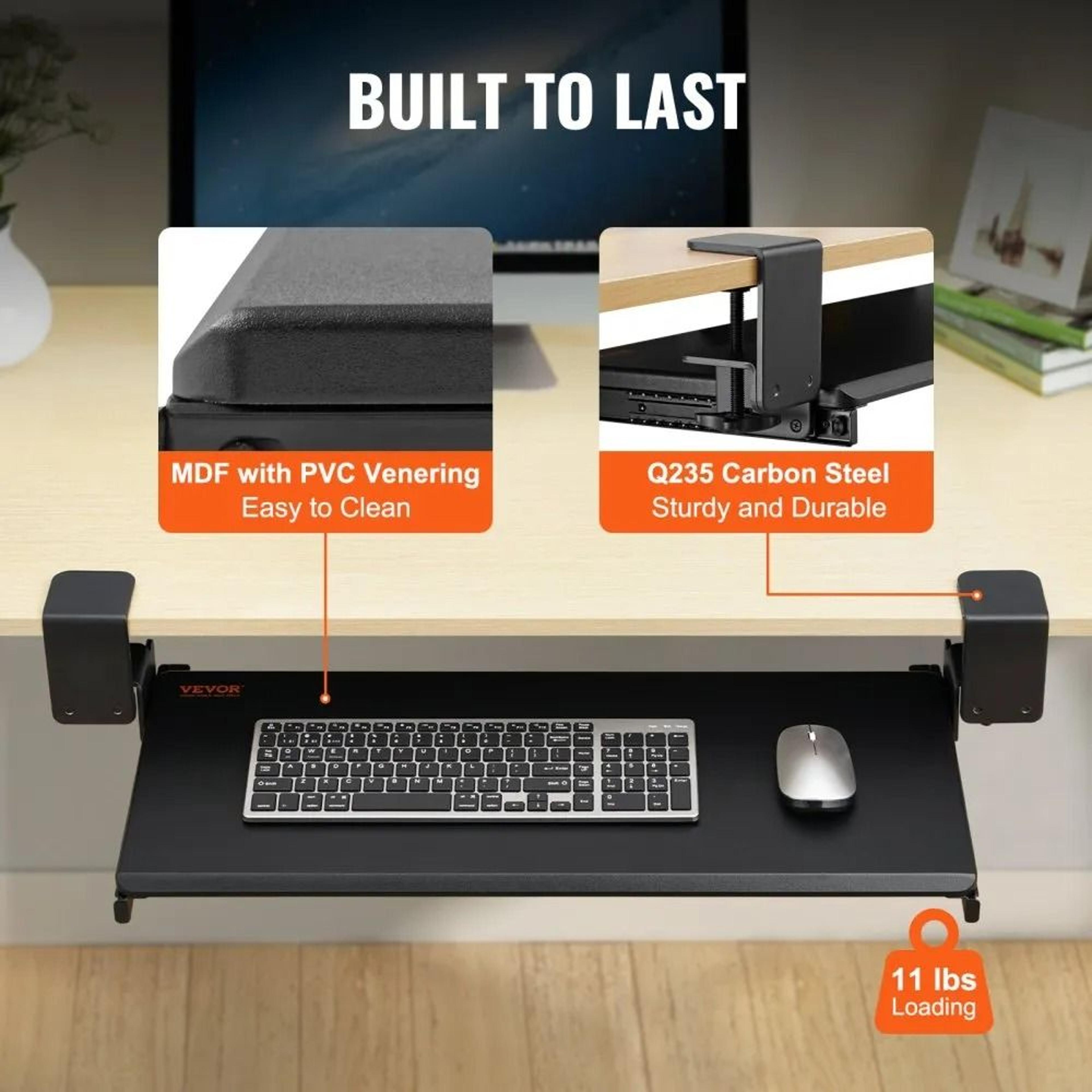 Clamp On Keyboard Tray Under Desk With Smooth Slide Out Design 2