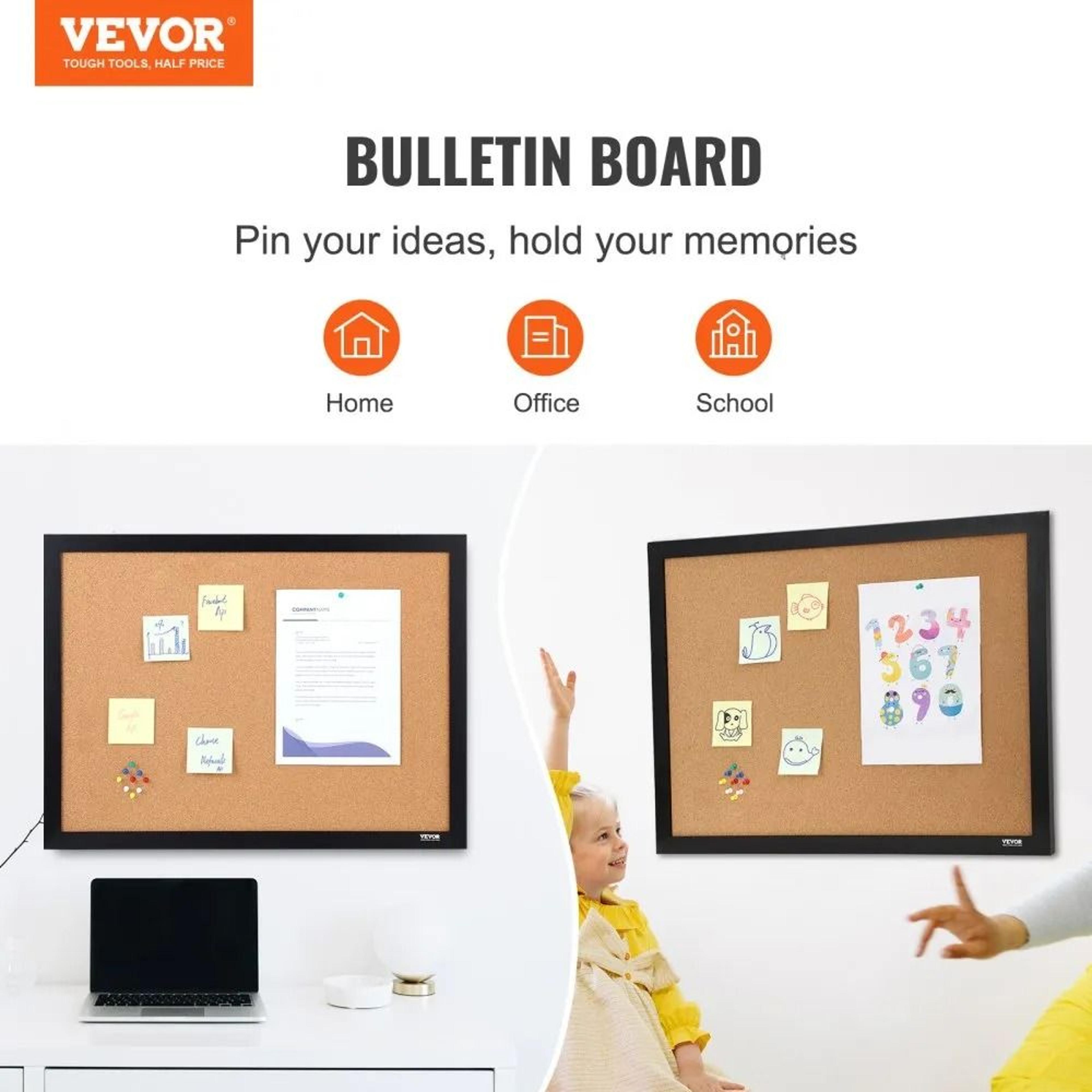 36x24 Inch Cork Board Bulletin Board With MDF Frame For Office Home School 1