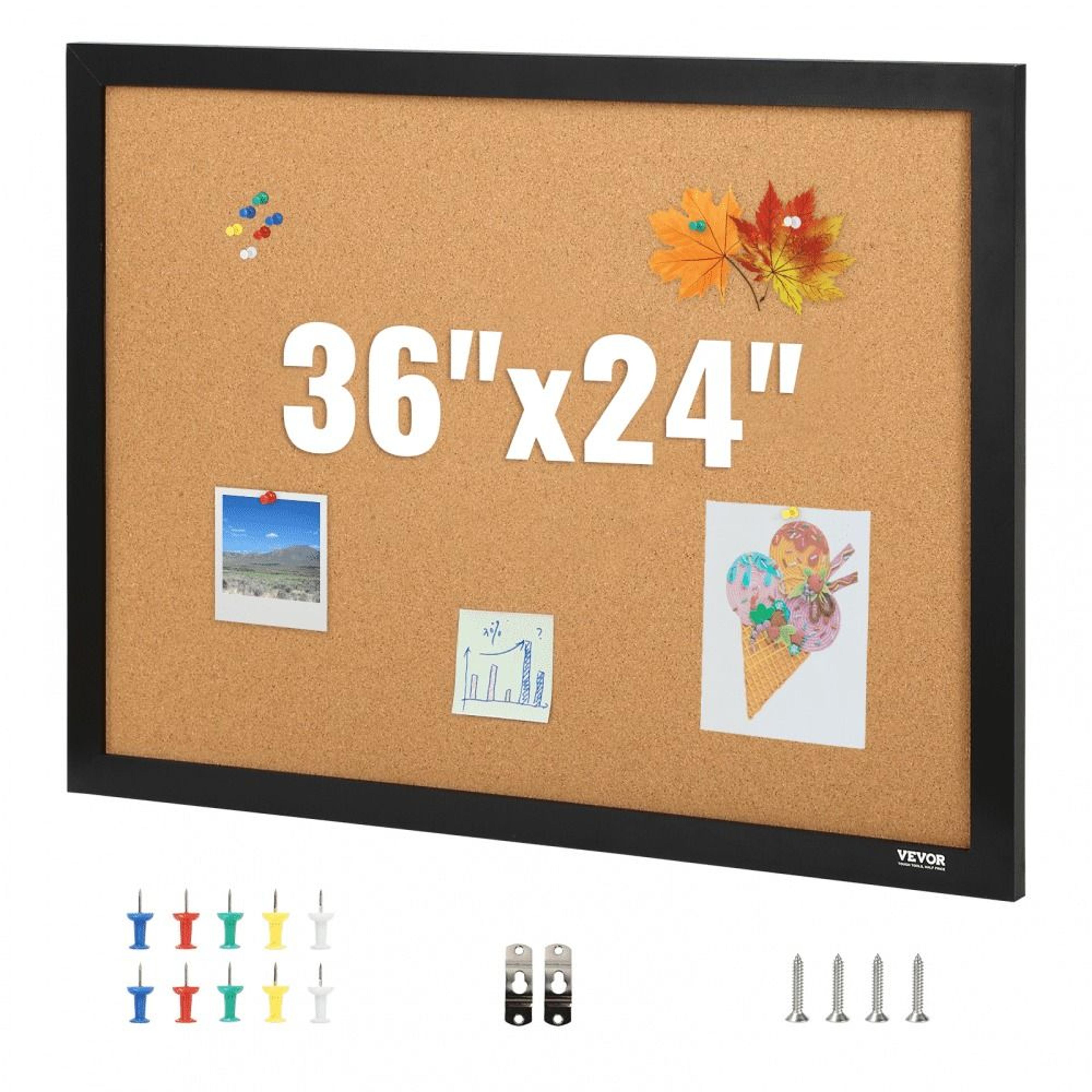 36x24 inch cork board bulletin board with mdf frame for office home school