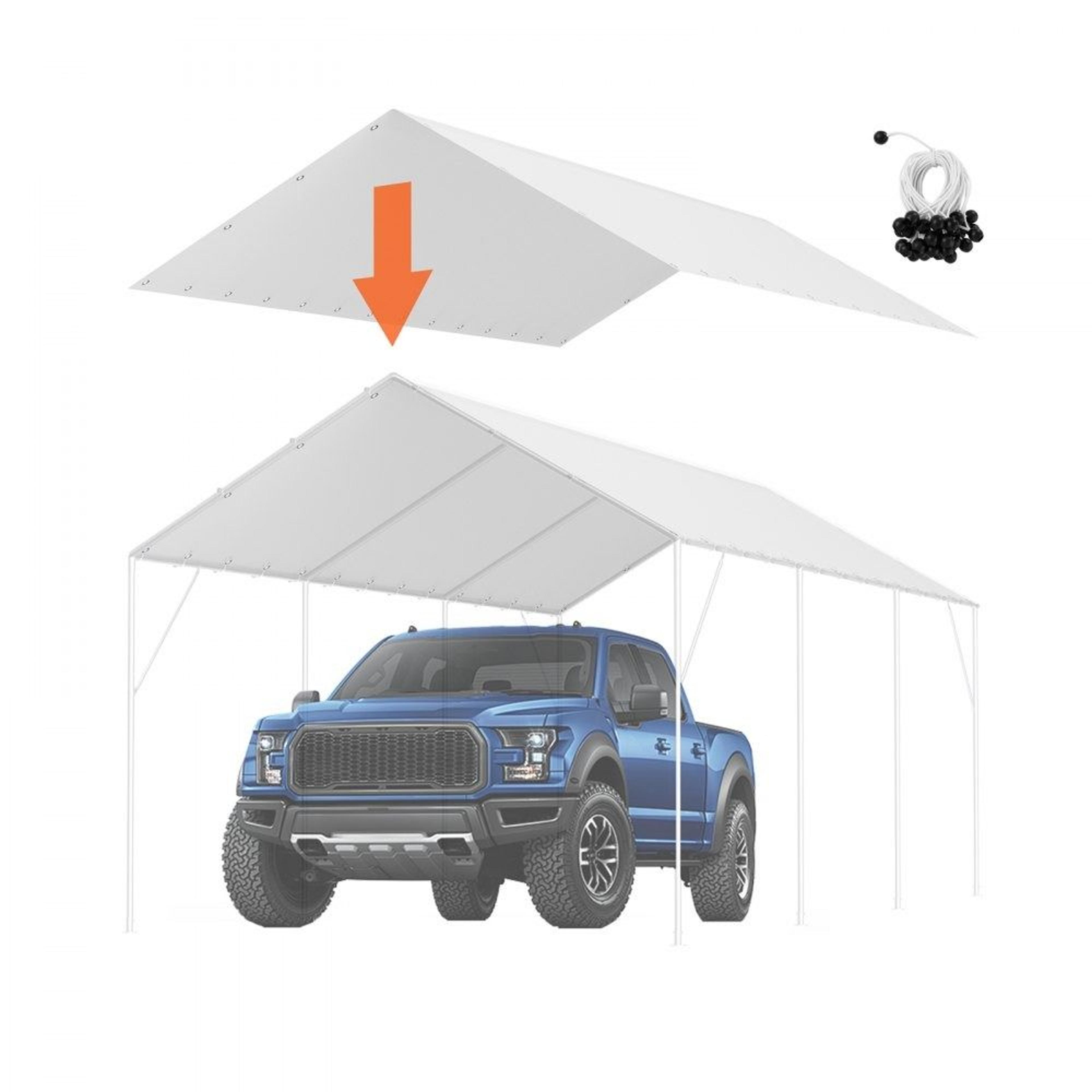 10x20 carport replacement cover waterproof canopy top with bungees