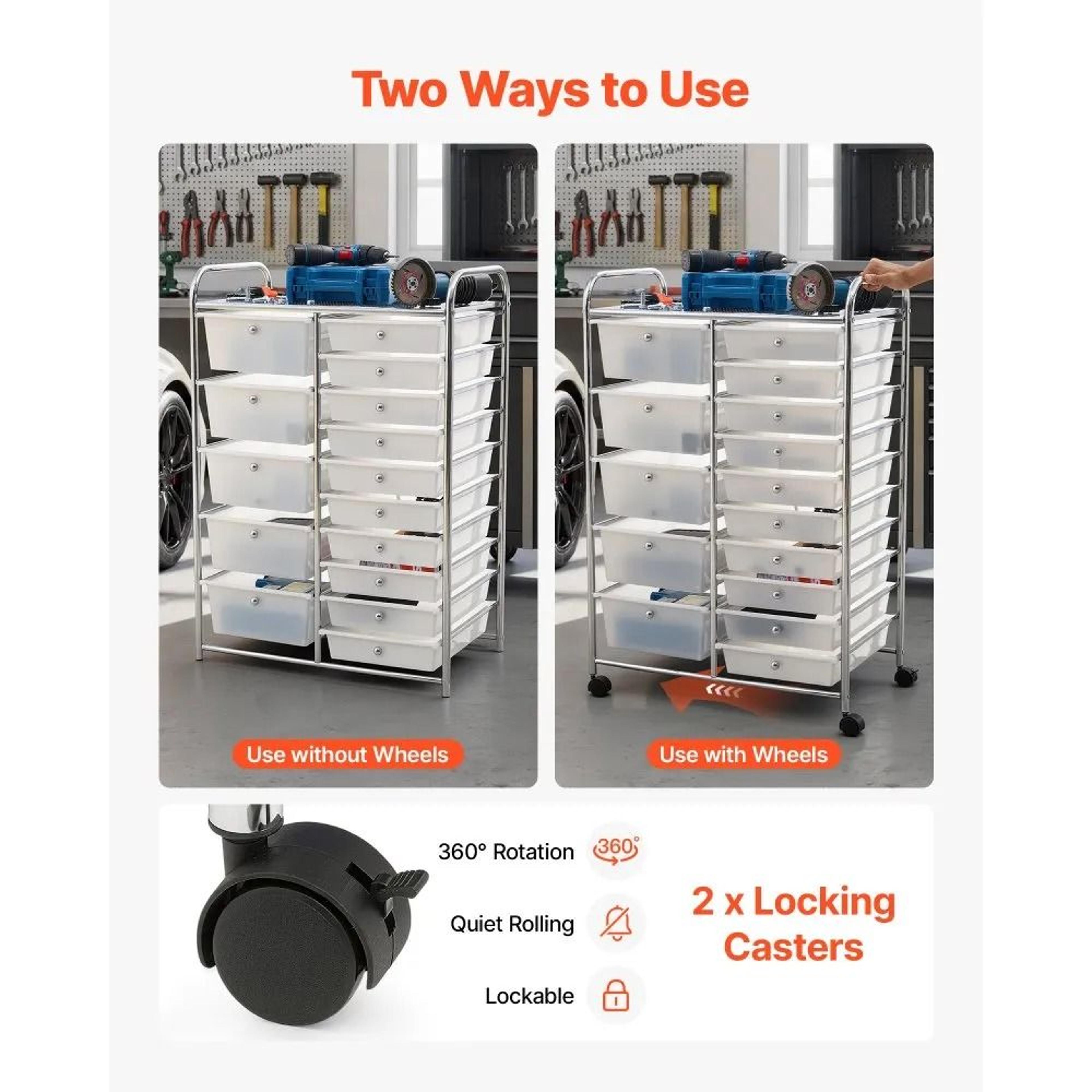 15 Drawer Rolling Cart Storage Organizer With Steel Frame 6