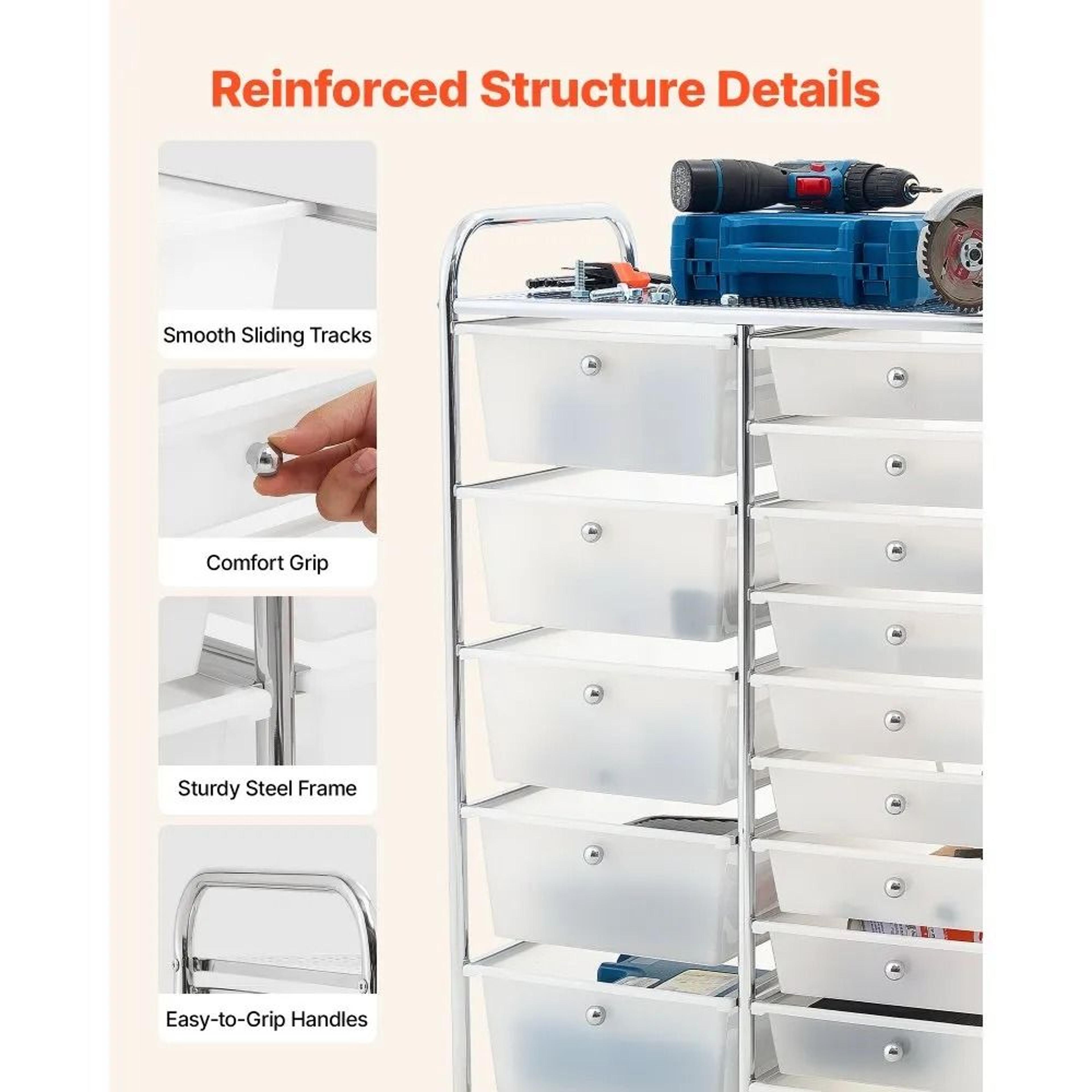 15 Drawer Rolling Cart Storage Organizer With Steel Frame 4
