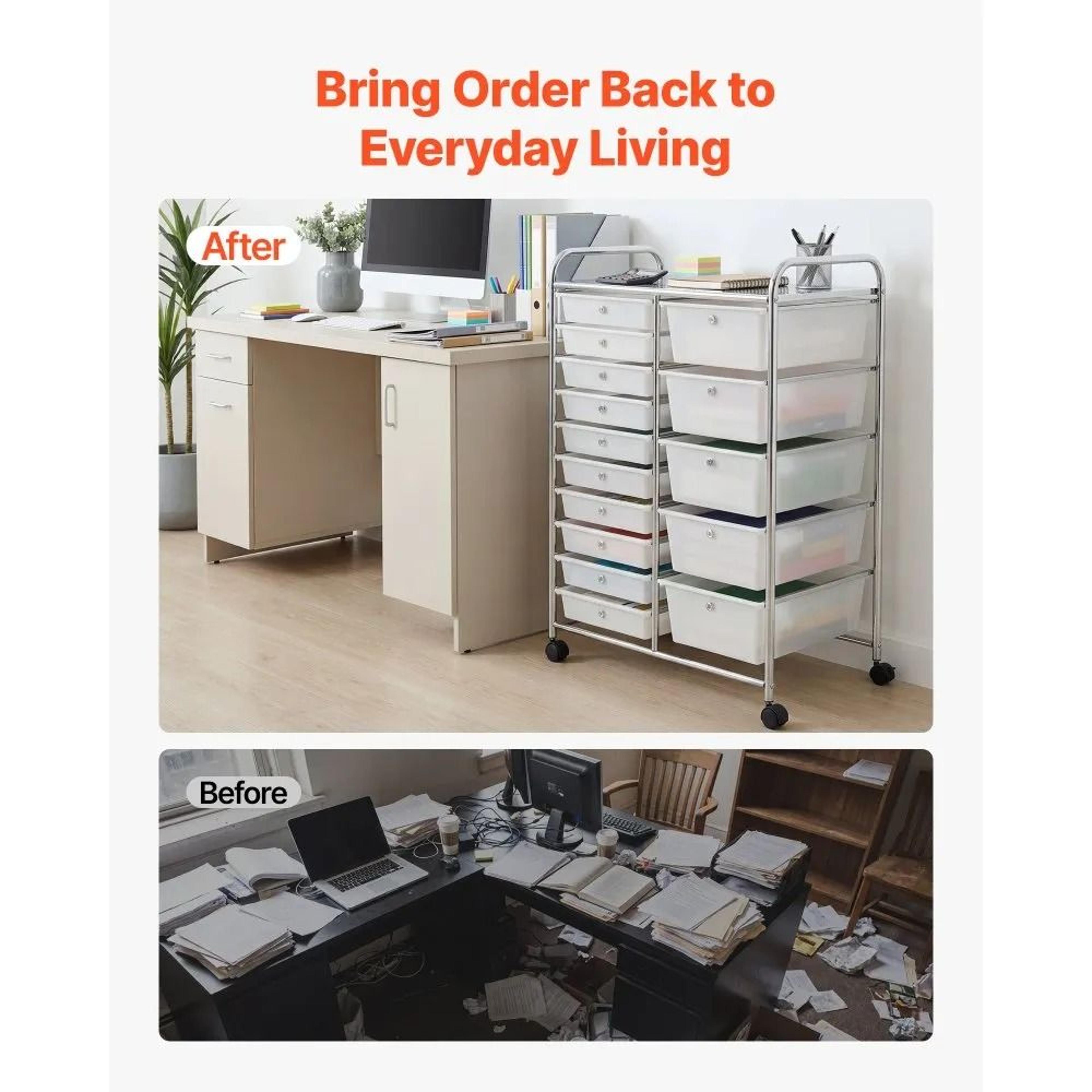 15 Drawer Rolling Cart Storage Organizer With Steel Frame 2