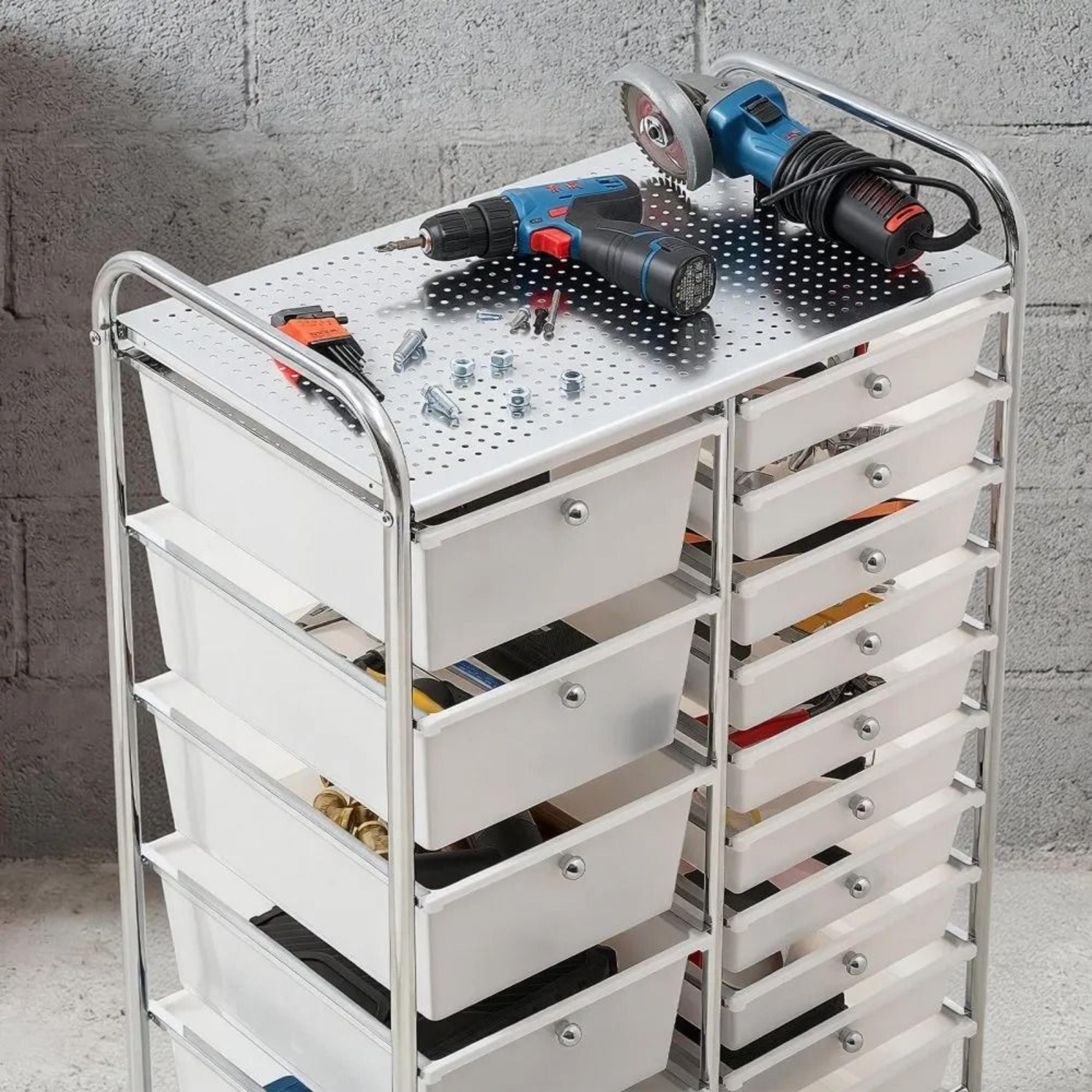 15 Drawer Rolling Cart Storage Organizer With Steel Frame 5