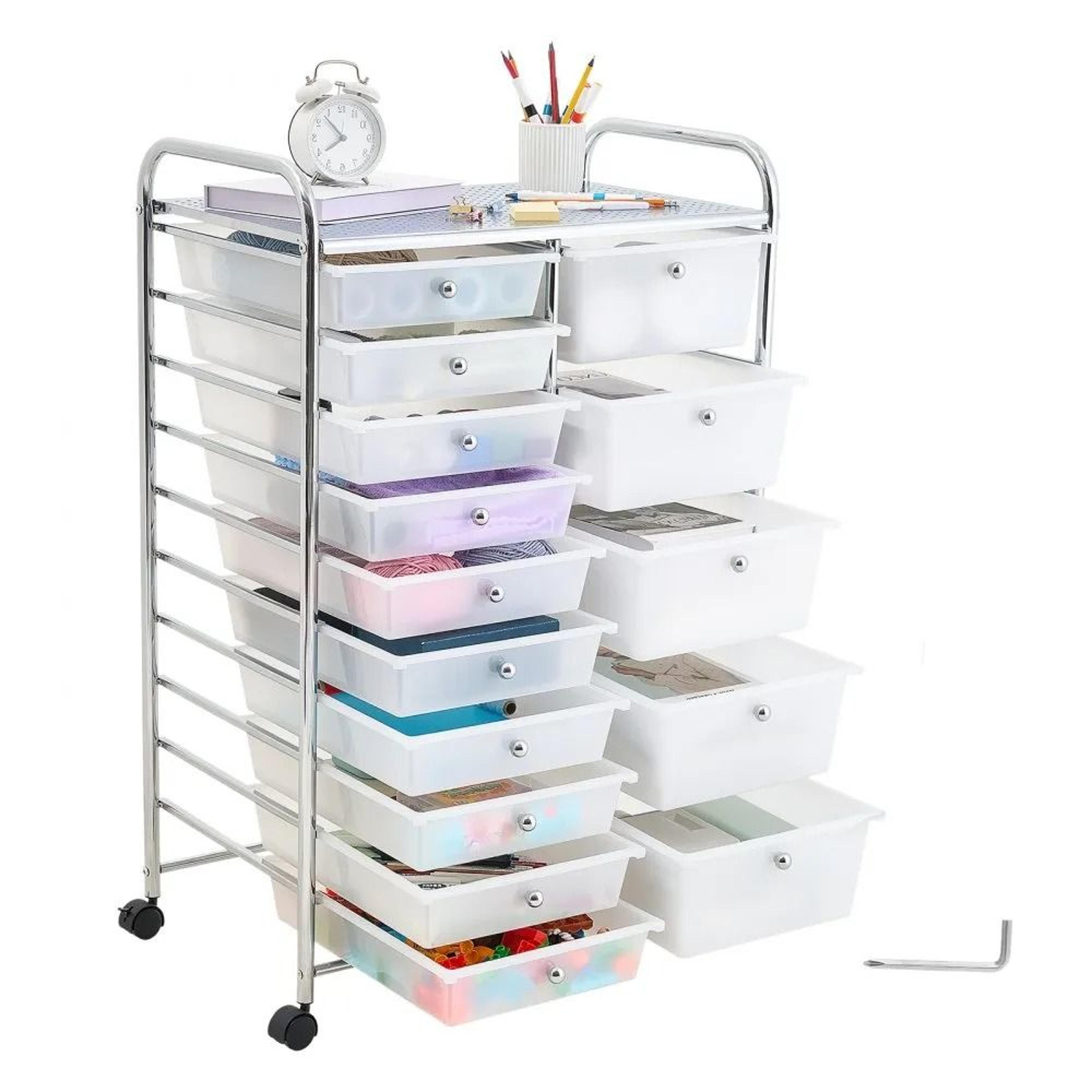 15 Drawer Rolling Cart Storage Organizer With Steel Frame 7
