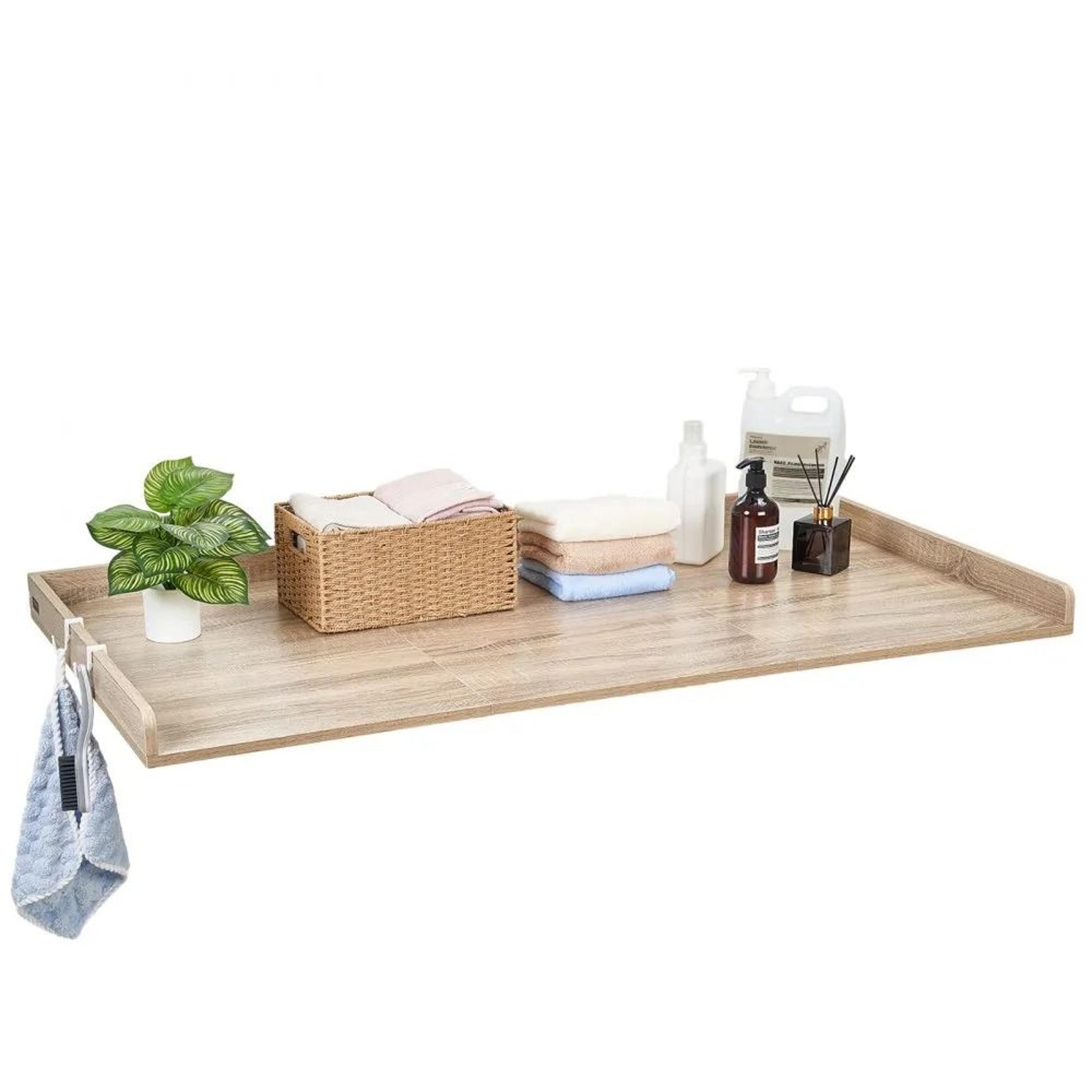 Washer Dryer Countertop 54 Inch Wooden Laundry Topper With Storage Edge 7