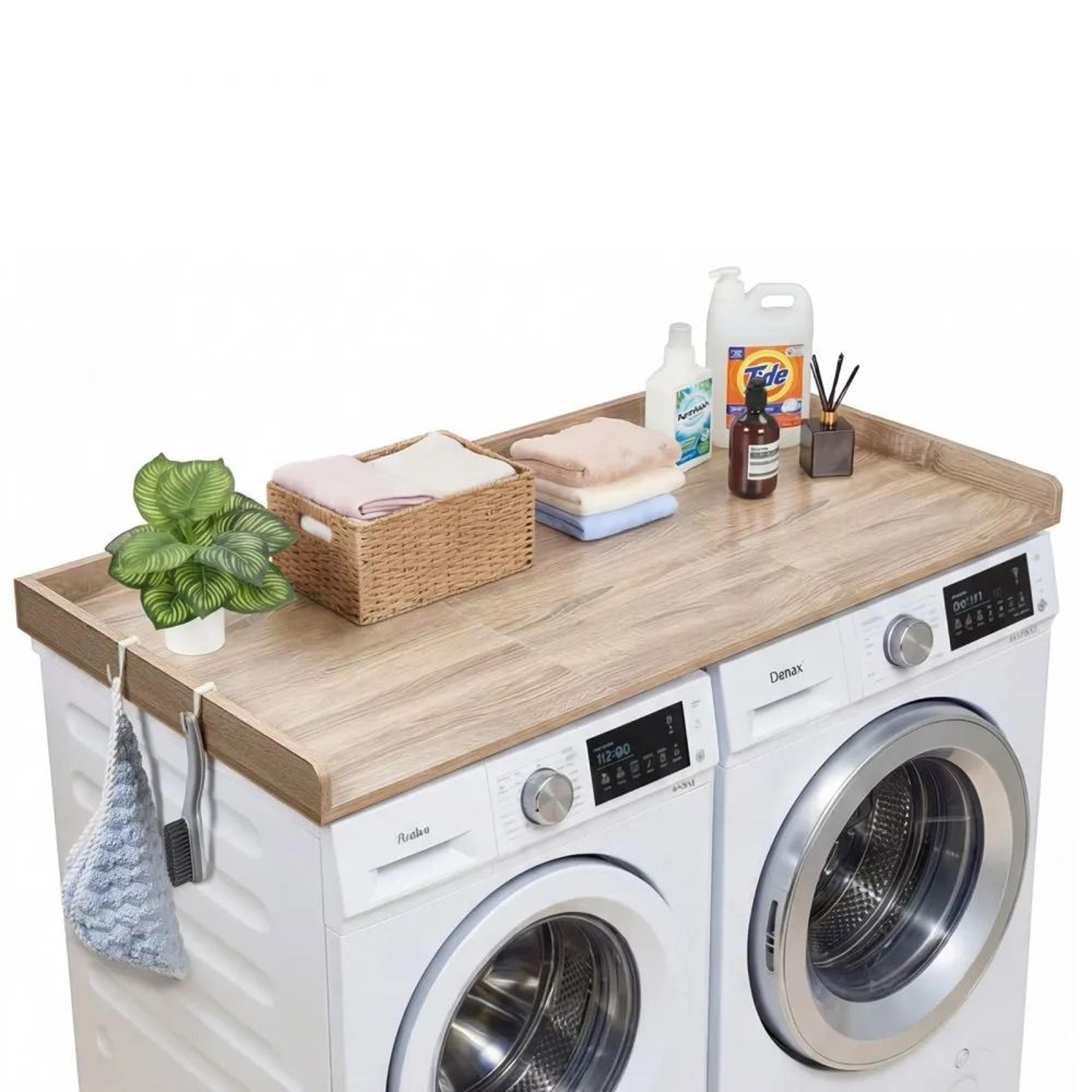 washer dryer countertop 54 inch wooden laundry topper with storage edge