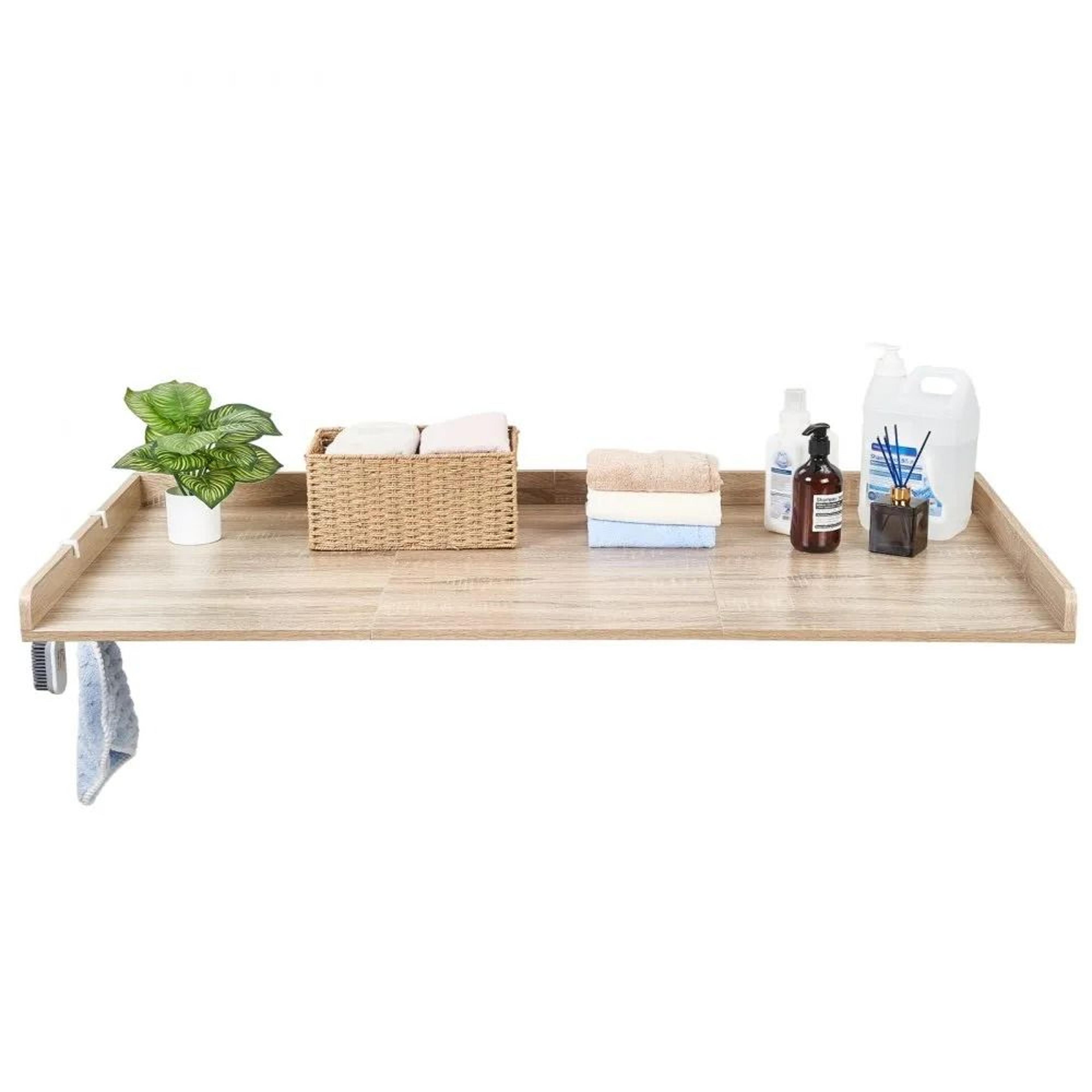 Washer Dryer Countertop 54 Inch Wooden Laundry Topper With Storage Edge 9