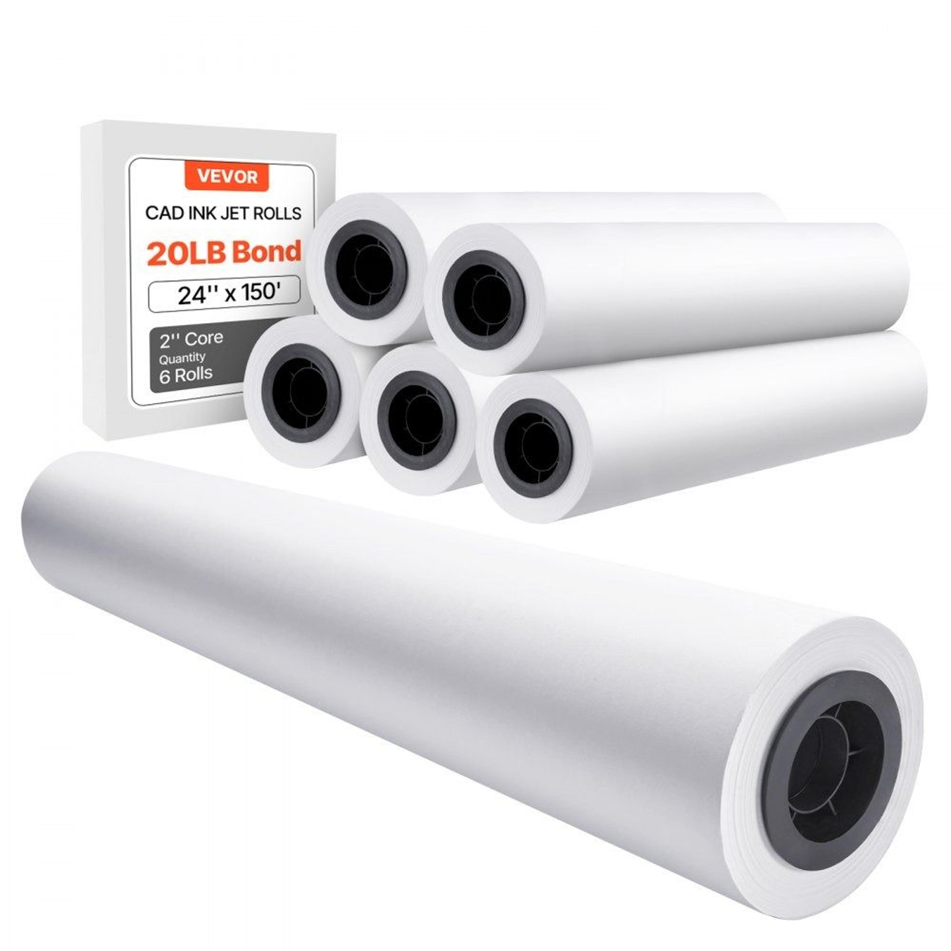 24 in x 150 ft plotter paper roll 6 pack cad bond paper for blueprints and engineering drawings