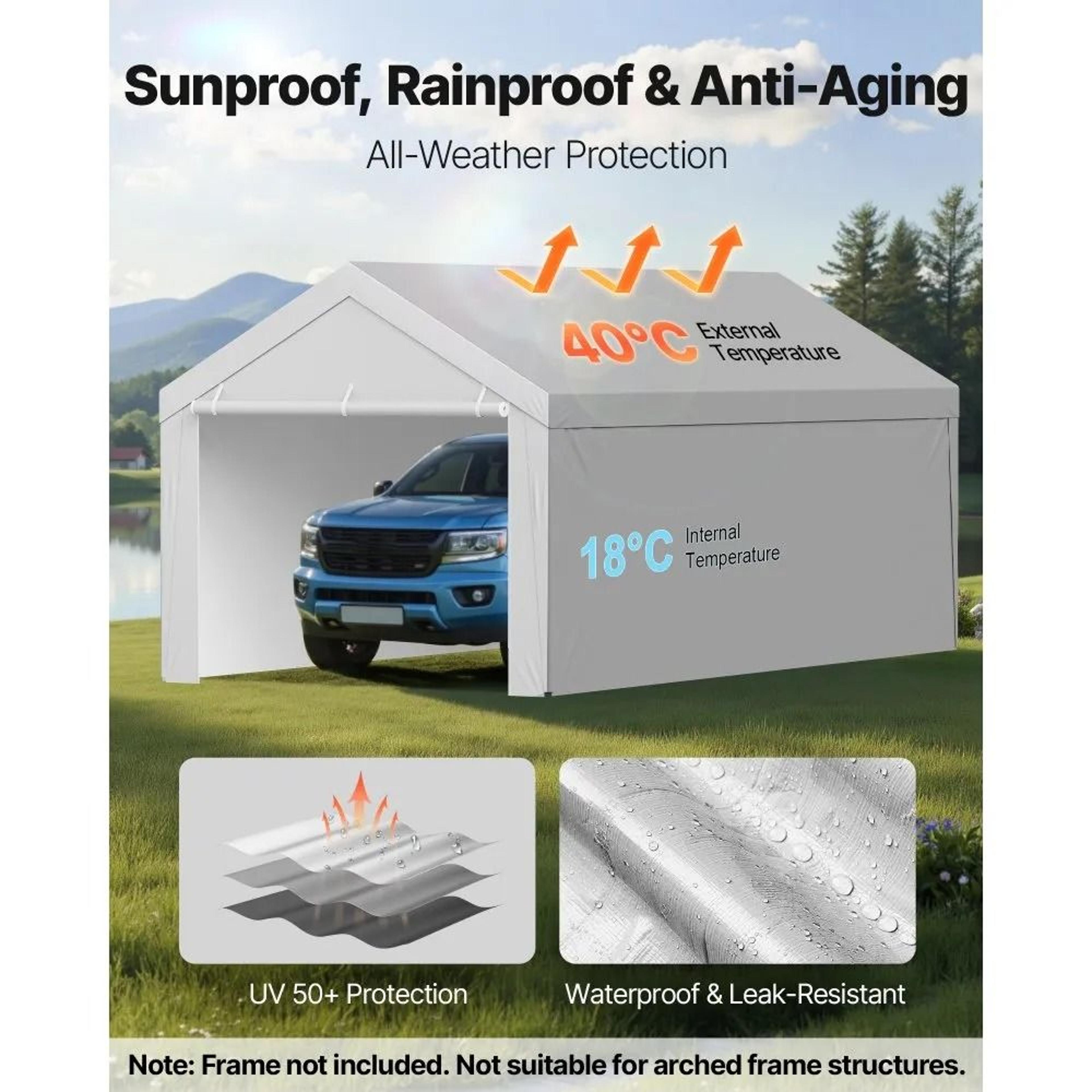 13 X 20 Ft Carport Replacement Canopy Cover Waterproof Outdoor Shelter Tarp 4