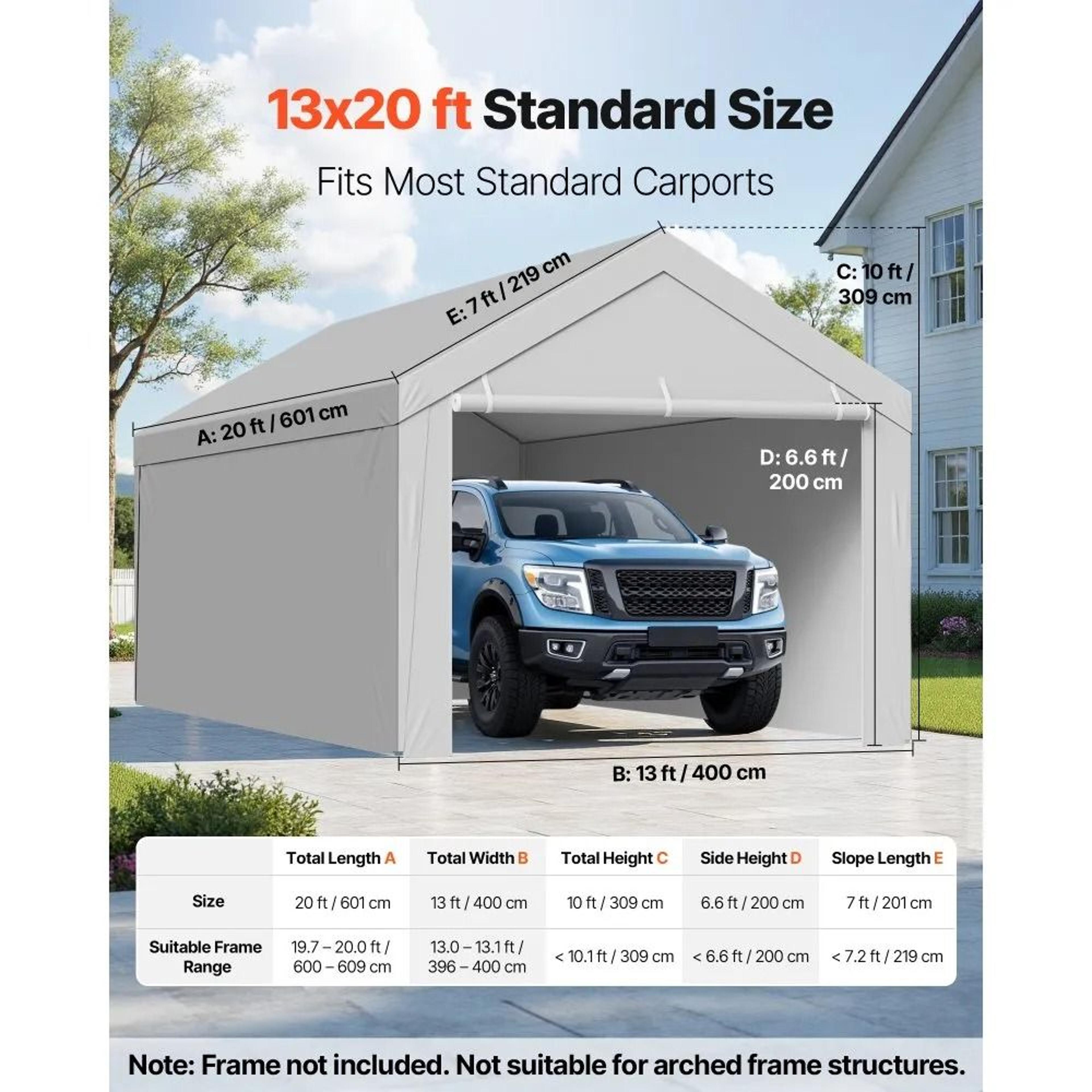 13 X 20 Ft Carport Replacement Canopy Cover Waterproof Outdoor Shelter Tarp 1