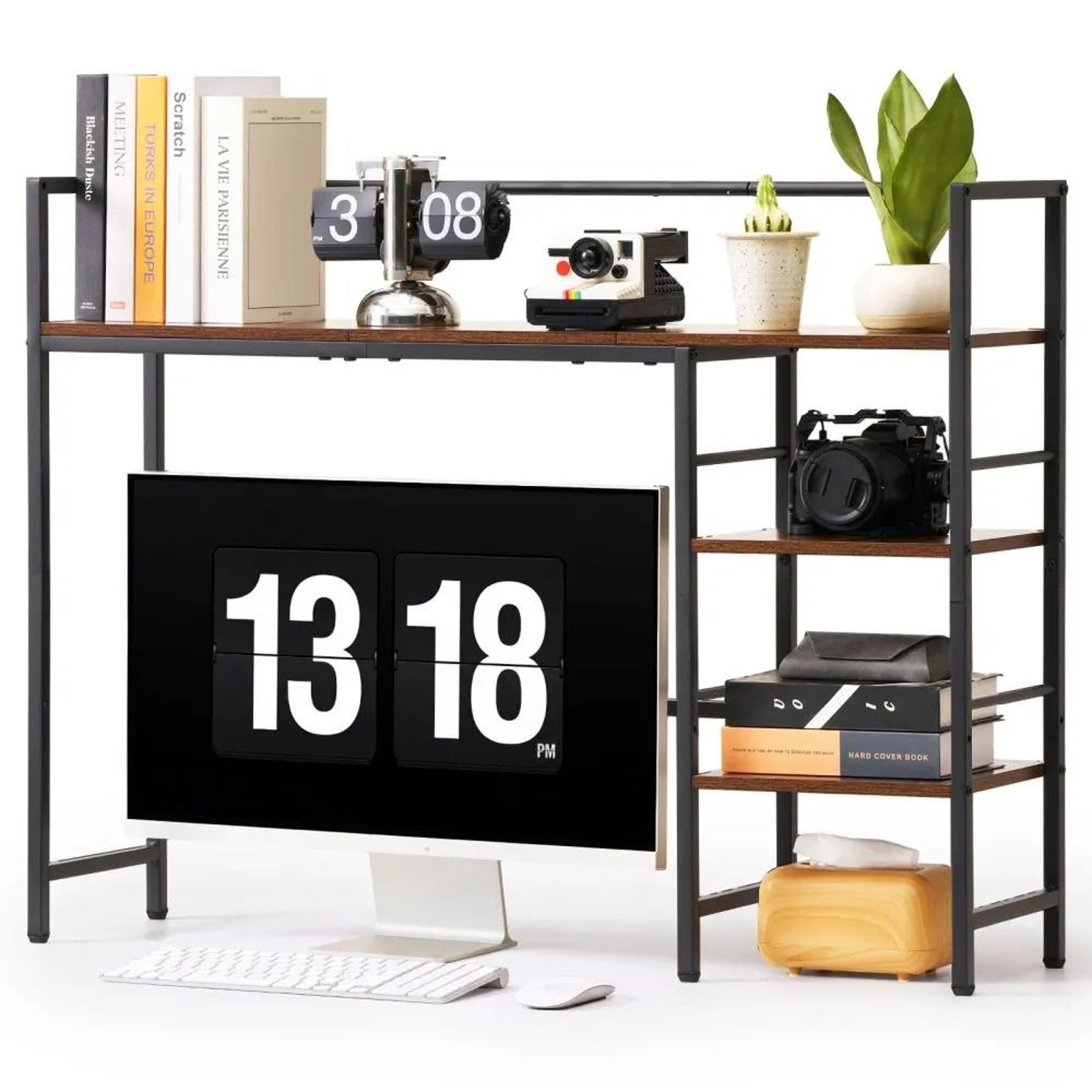 4 tier desktop bookshelf organizer desk hutch storage shelf