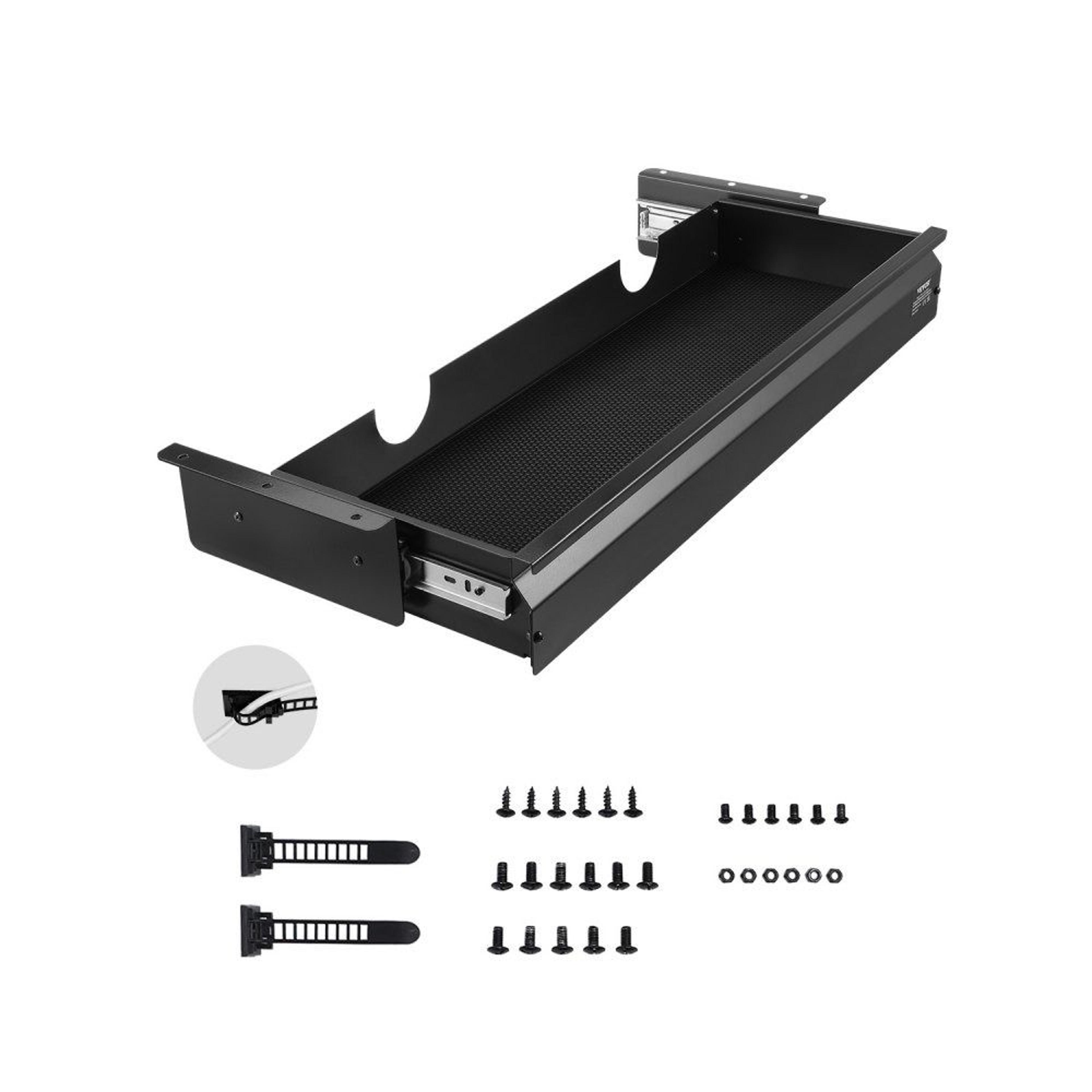 26 inch under desk drawer organizer with hidden storage and keyboard tray