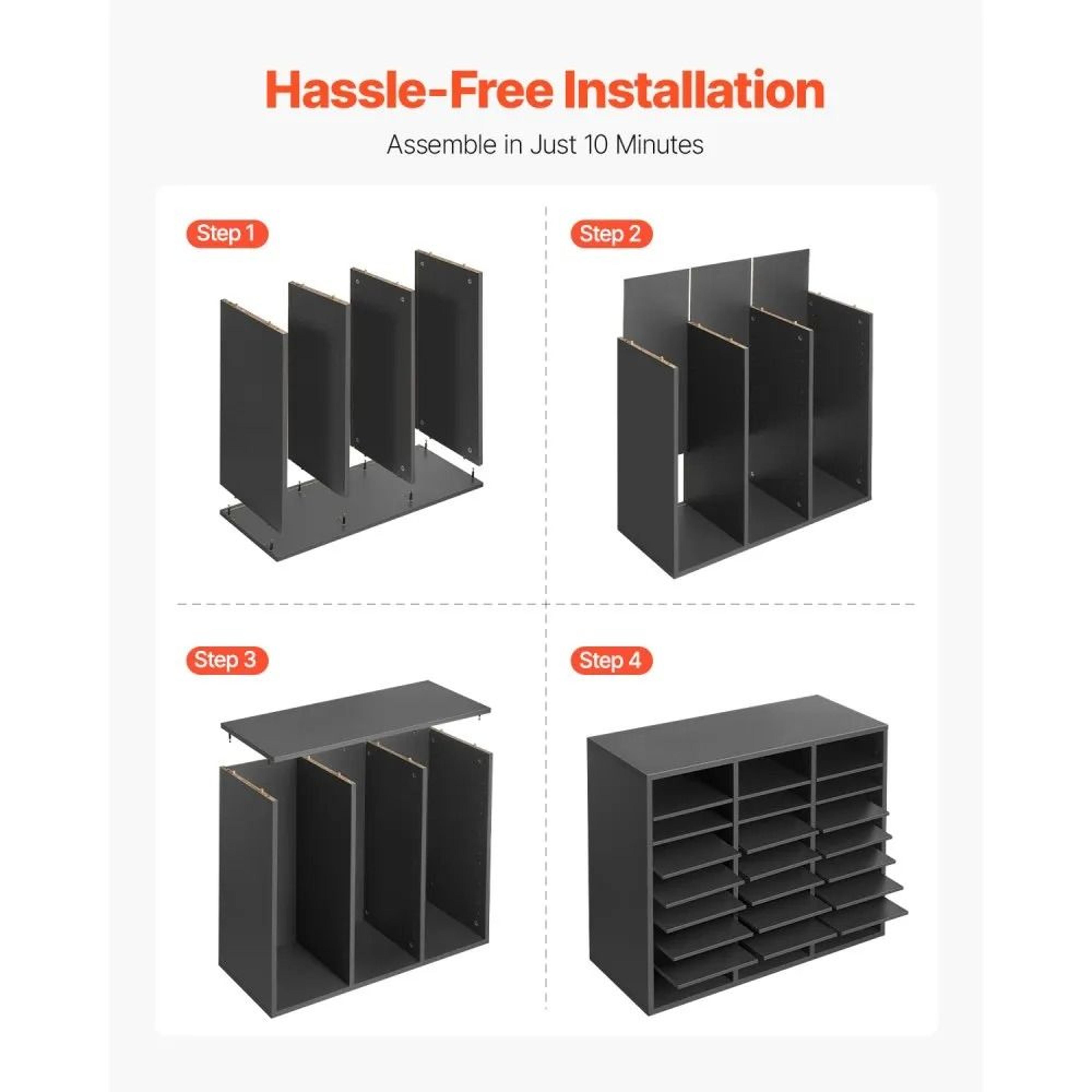 Wooden Literature Organizer 24 Compartments Adjustable Office File Sorter 3