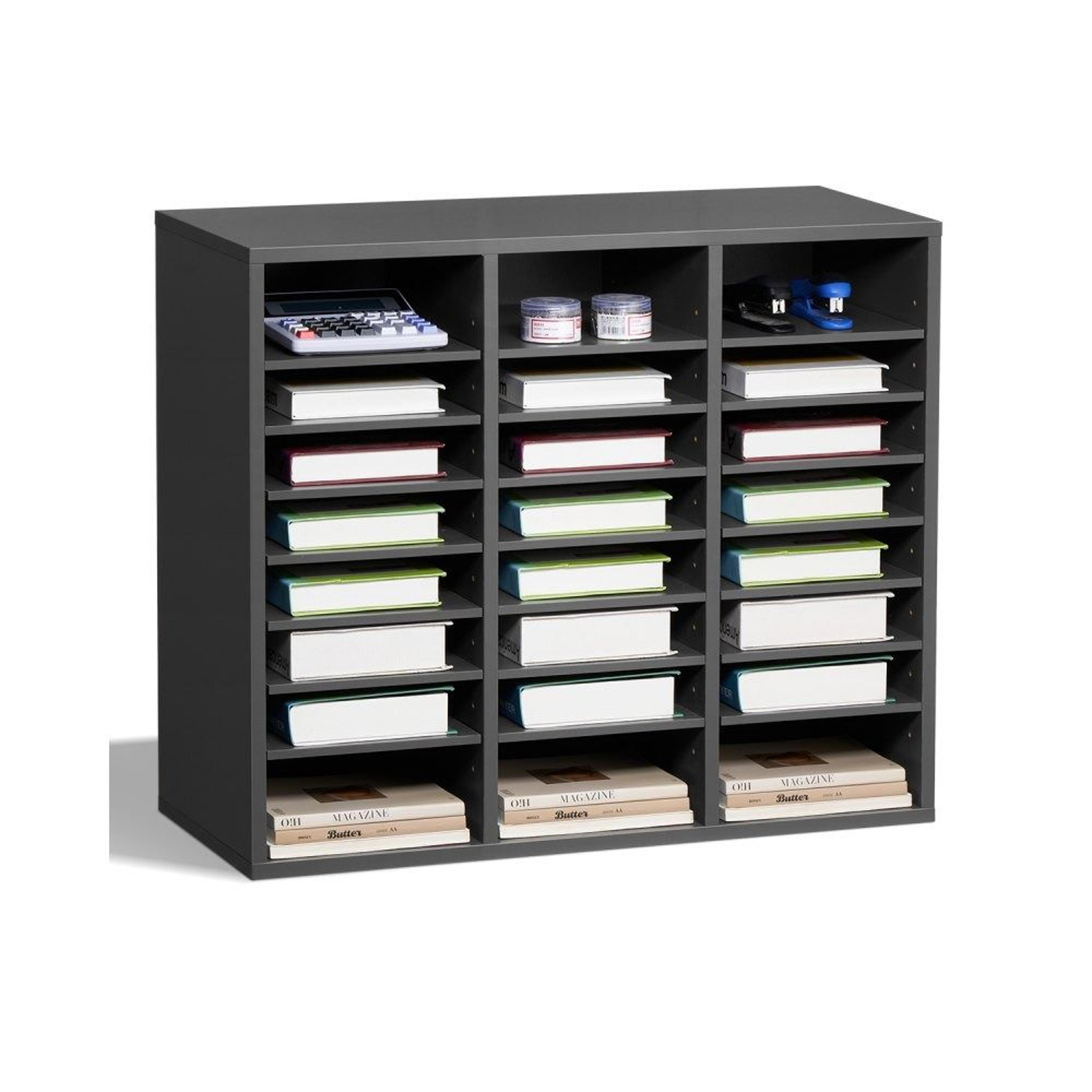 wooden literature organizer 24 compartments adjustable office file sorter