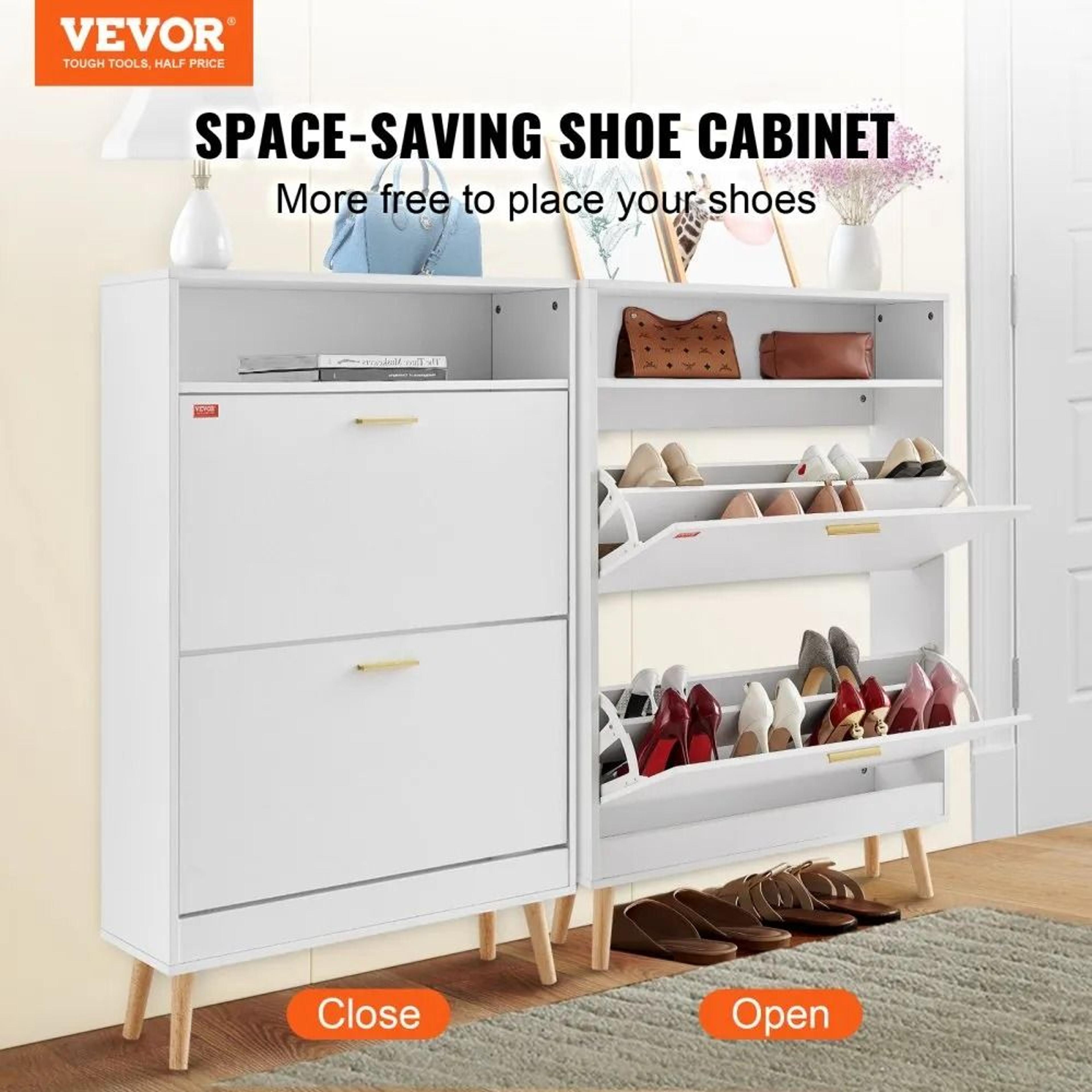 Shoe Cabinet With 2 Flip Drawers Stylish Entryway Shoe Storage Organizer 1
